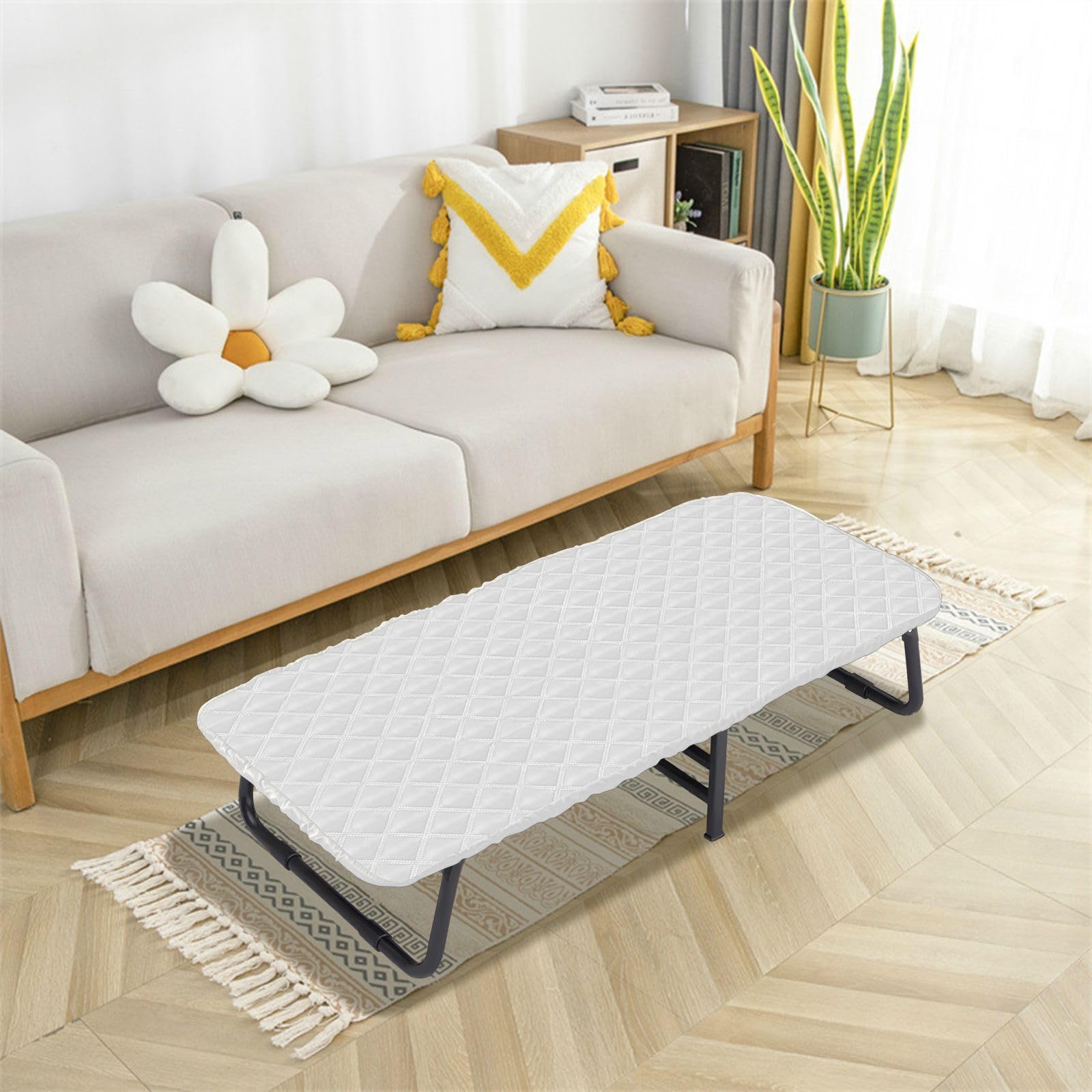 White Plain Toddler Portable Bed Sheet Waterproof Cot Sheet for Cot Portable Toddler for Children Travel Mattress 50' x 25' (Bed Not Included)