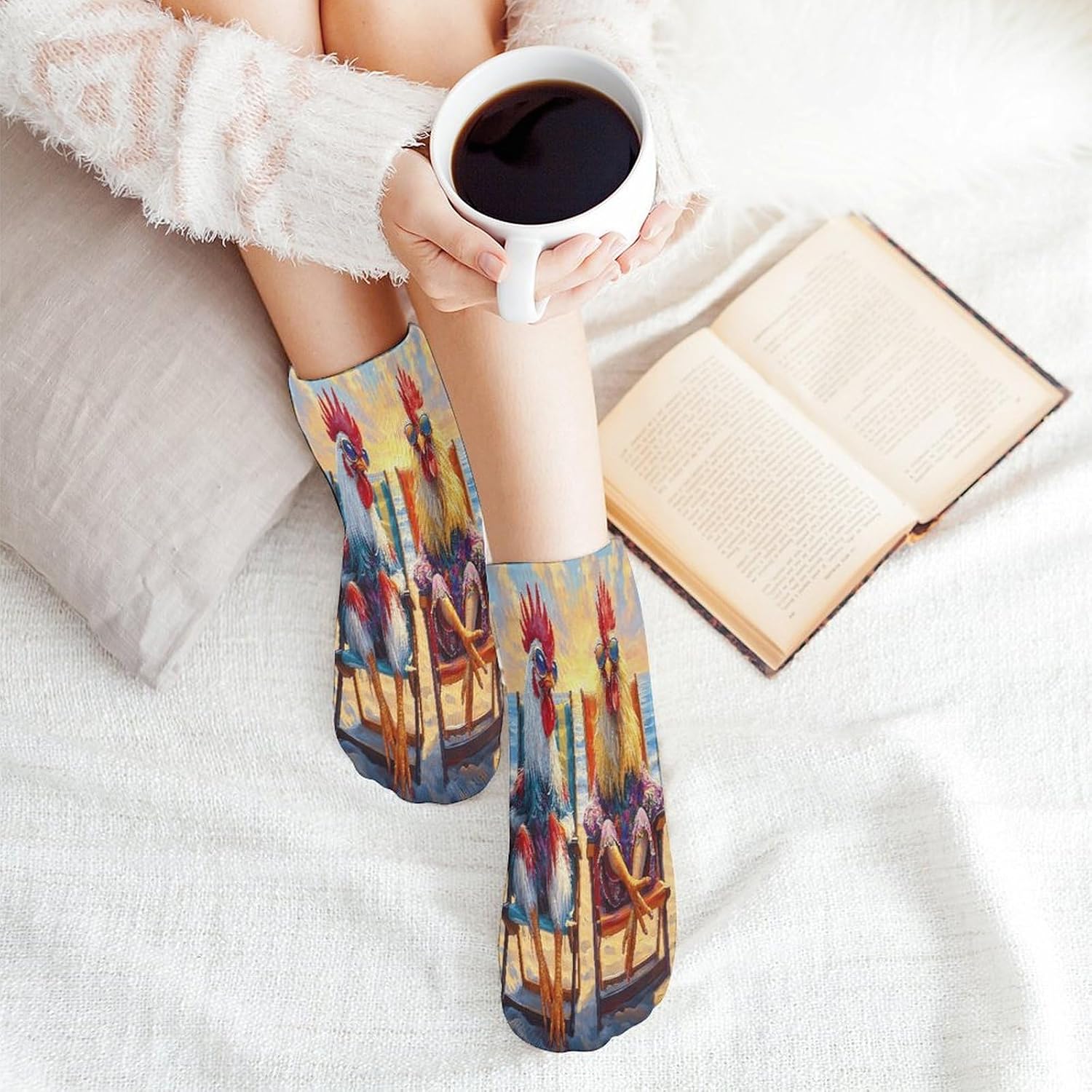 Holiday Rooster 5Pairs Low Cut Ankle Socks for Women No Show Casual Breathable Athletic Socks for Sport