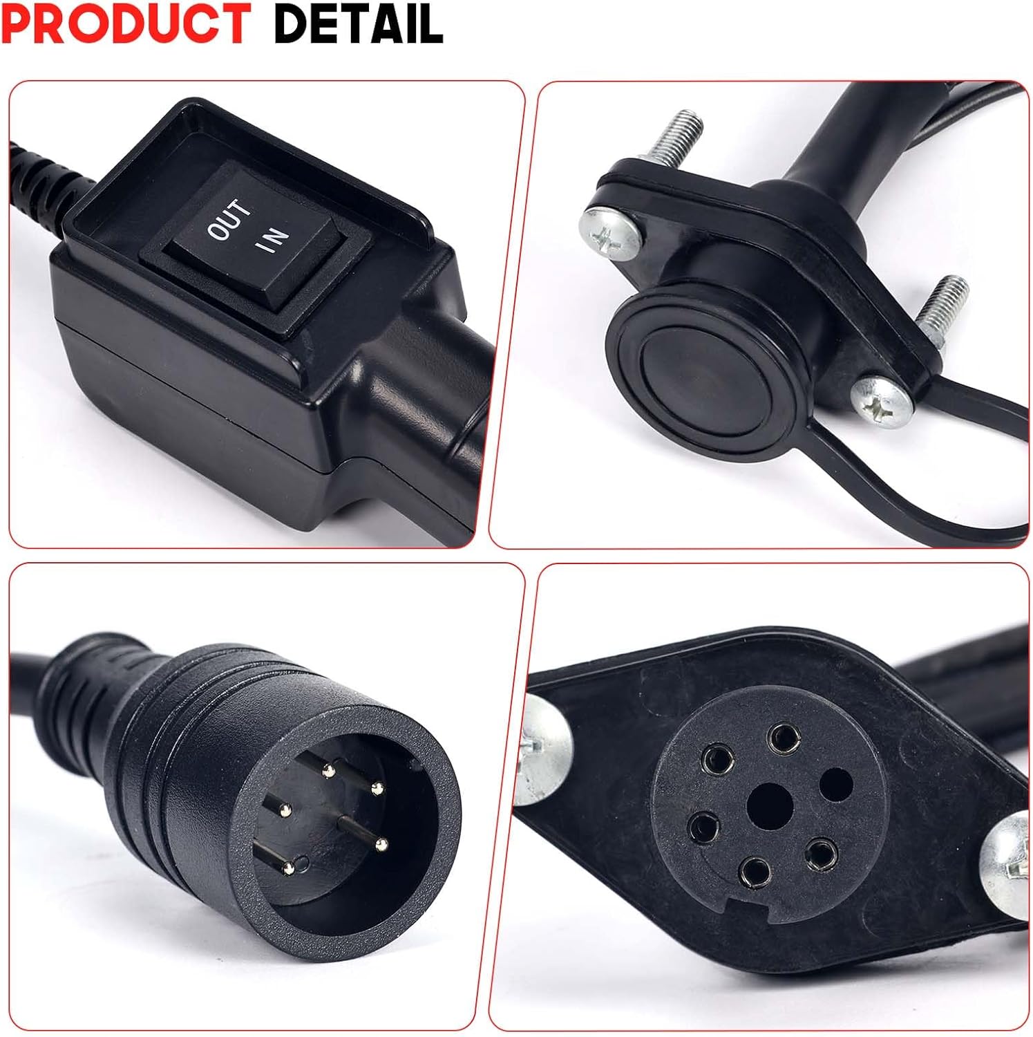 5-Pin 3-Wire Winch Remote Controller & 5-Pin Socket Kit, Male & Female