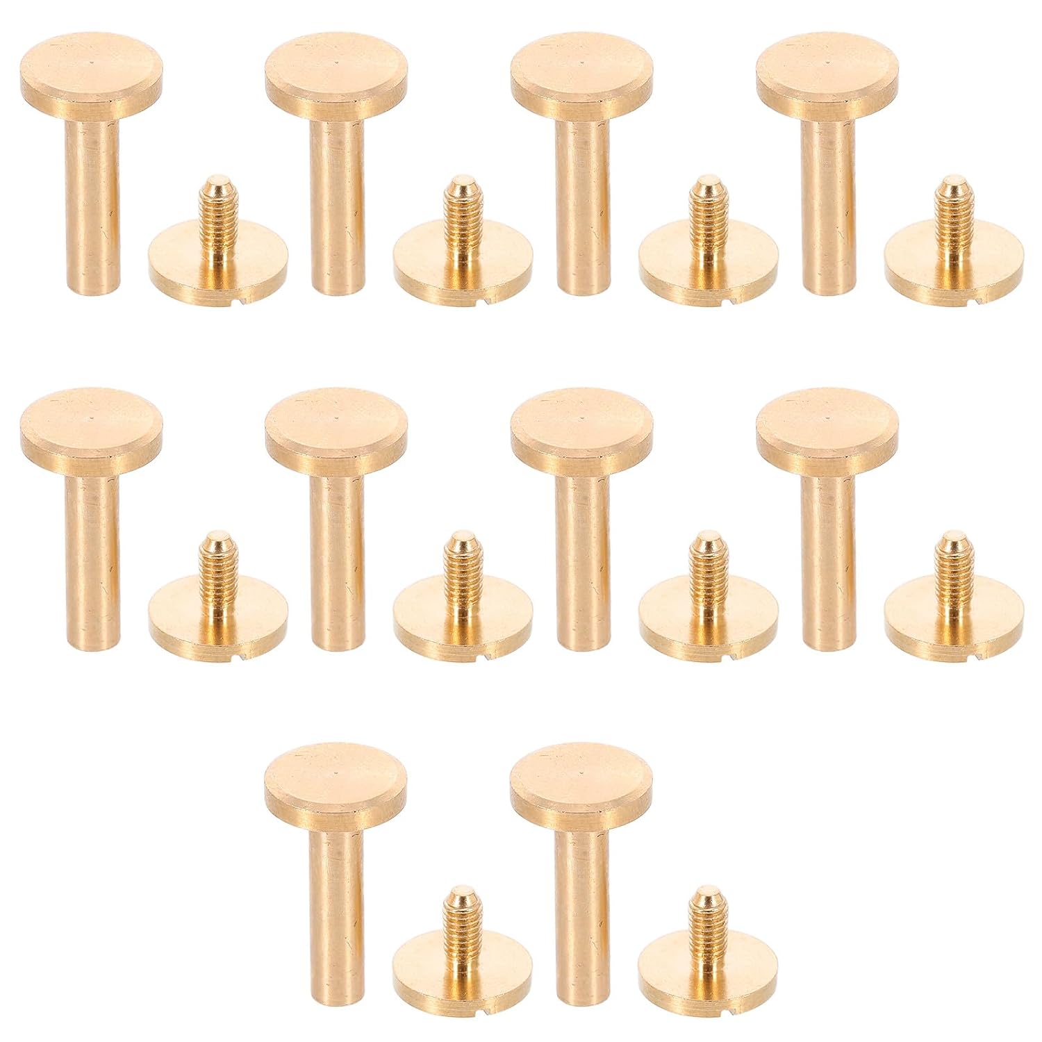 Brass Chicago Binding Screws for Belts and Waistbands, 10 Sets