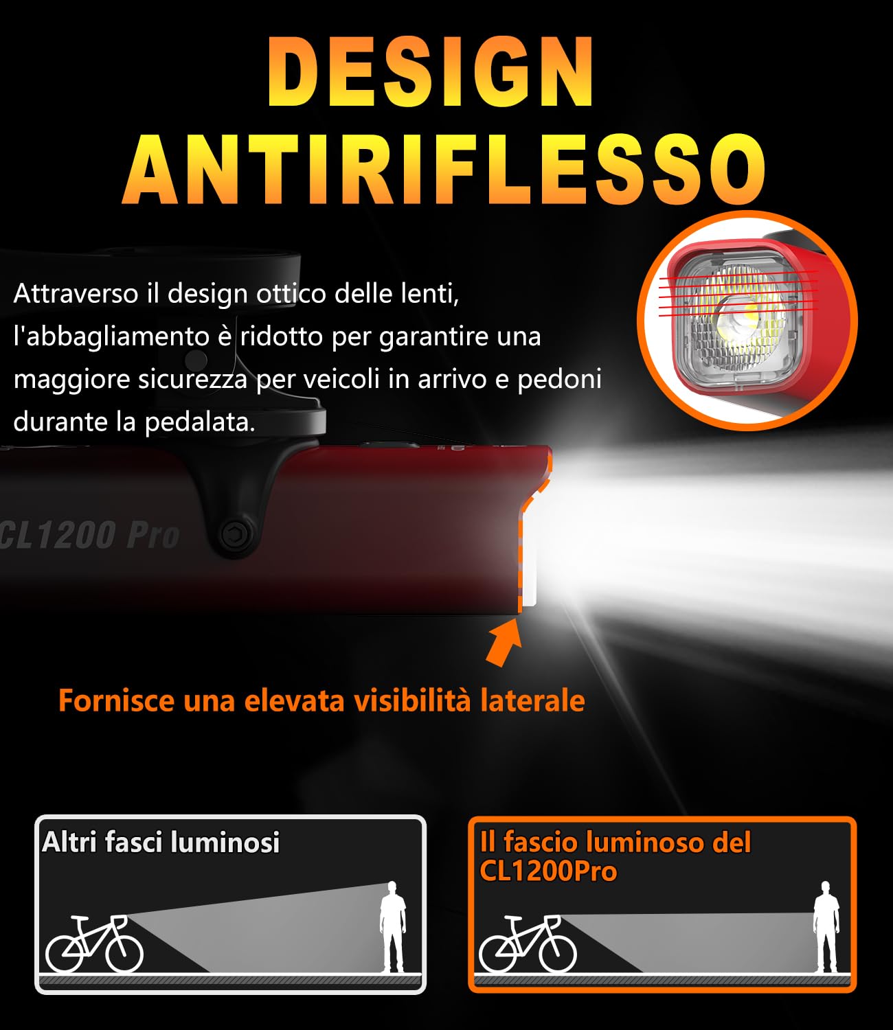 Luci per bicicletta ricaricabili di tipo C, anteriori e posteriori