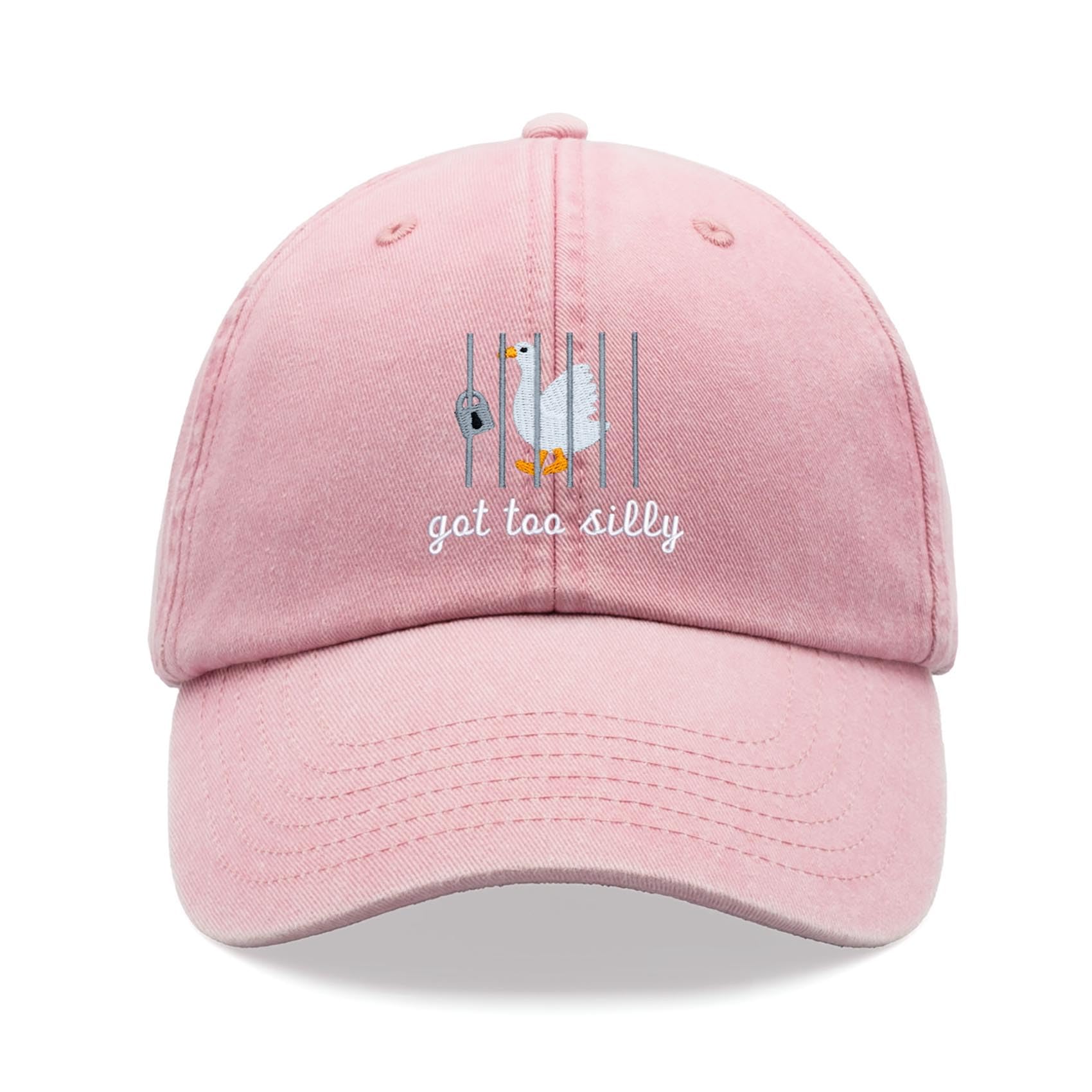 Cap Base Unisex Pink Goose Got Too Silly Baseball Cap Vintage Washed Dad Hat Adjustable