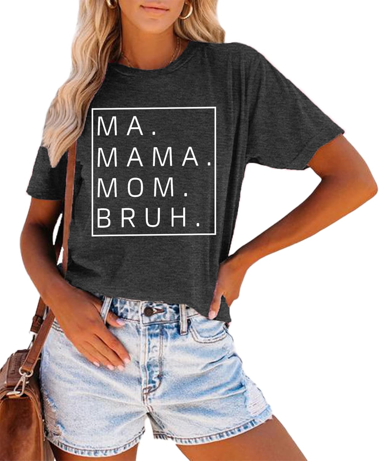 Ma Mama Mom Bruh Shirts for Women Mama Letter Print Graphic T Shirts Shirts Tee Tops - Image 3