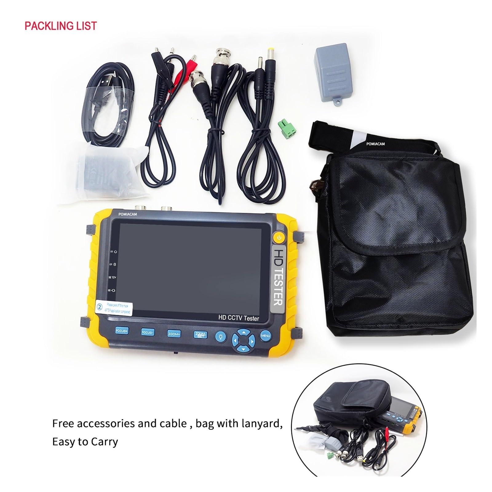 Tester per telecamere IP Monitor Telecamera Ahd, Tester CCTV, Strumento Di Test Telecamere 4 In 1, Controllo Ptz, Monitor Di Ingresso. Uscita Alimentazione CC 12 V Monitor per tester TVCC di sicurezza