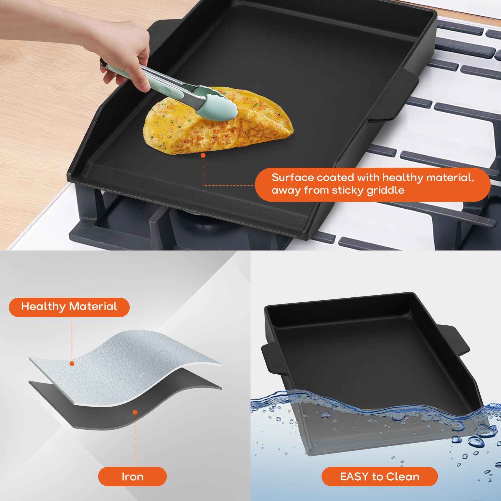 Piastra In Ghisa Per Barbecue 47.2x35.5cm - Onlyfire Griglia Antiaderente