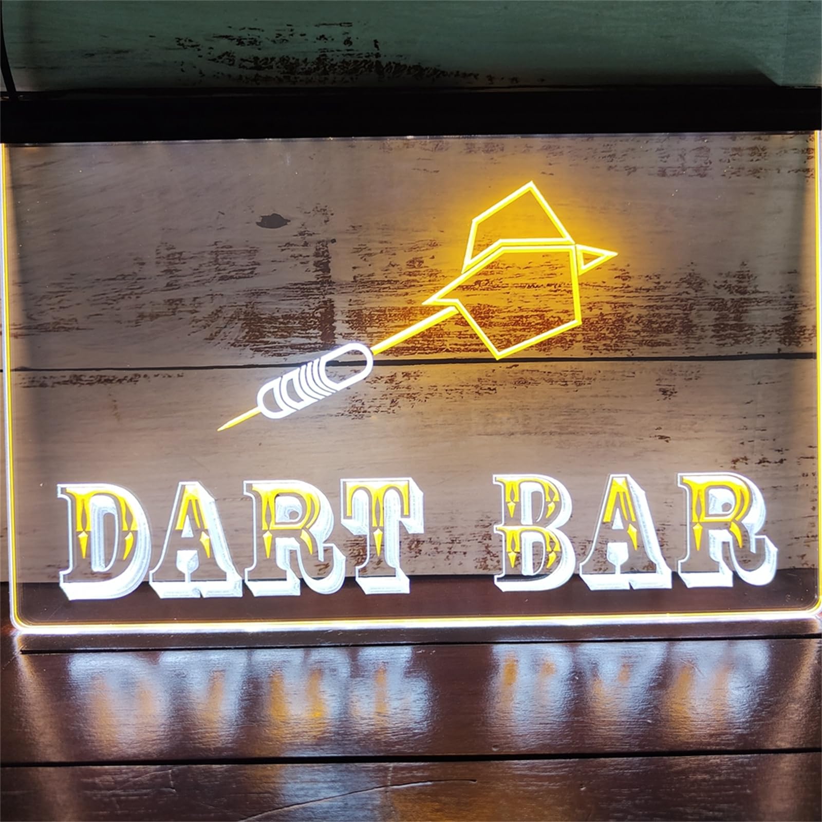 Darts Bar Neonowy szyld do dekoracji ścian – dwukolorowe, ściemniane neonowe lampy LED z zasilaniem USB, idealne do sypialni, baru, klubu lub pokoju gier,White yellow,30x20cm