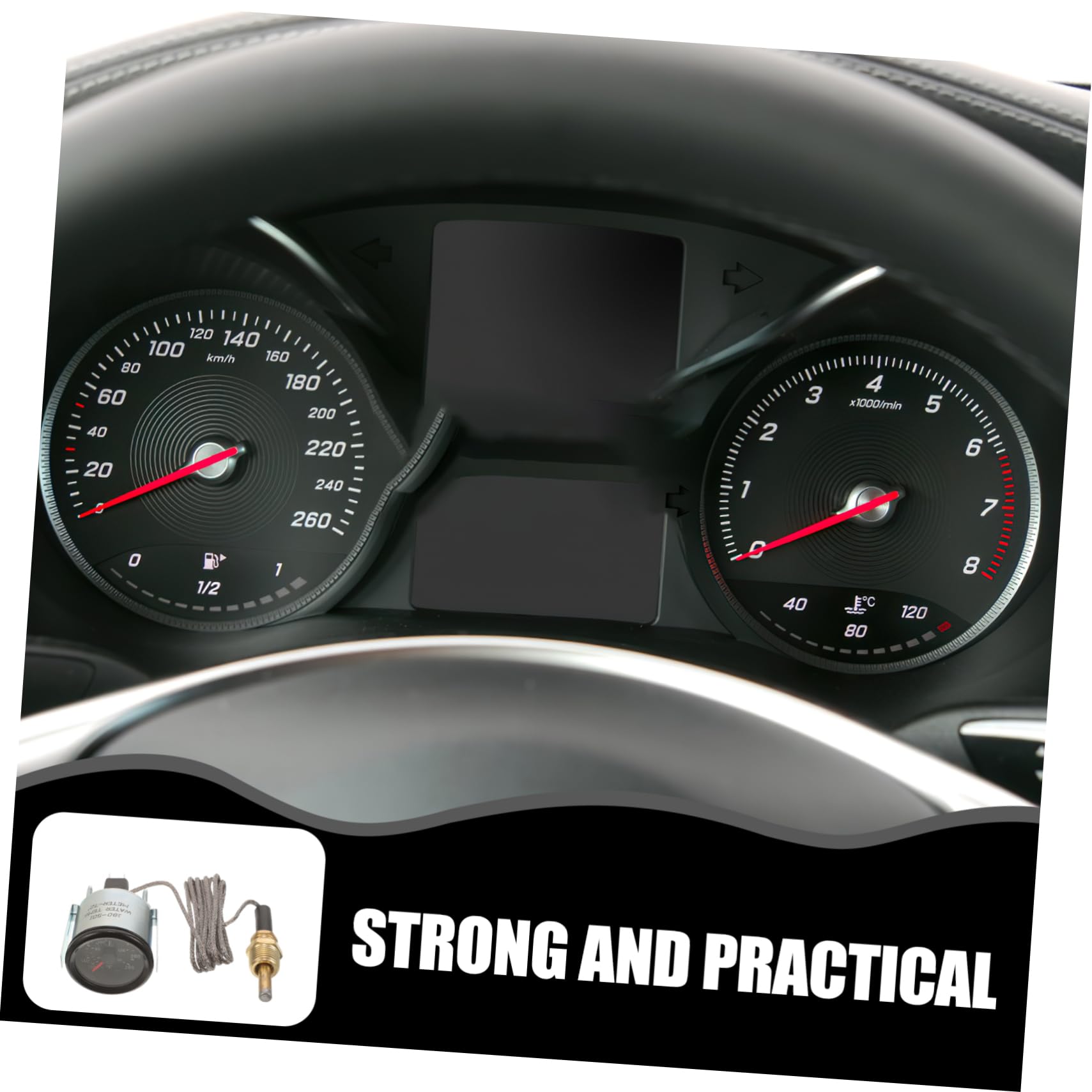 Termometro Meccanico Acqua Auto 52mm con Sensore, Argento | Abs e Metallo, Indicatore Doppia Scala per Diy, Installazione Semplice