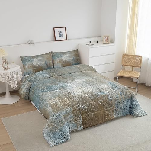 Miniatura 2 de Erosebridal Juego de edredón marrón grunge tamaño King, juego de ropa de cama gris acuarela, degradado degradado, edredón abstracto de teñido