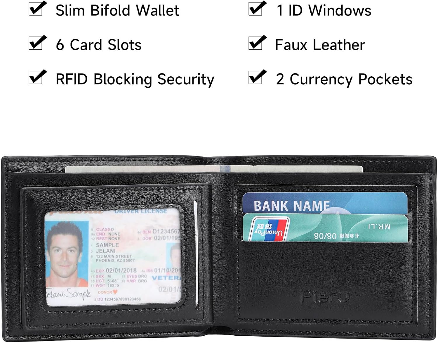 Wallet for Men Leather RFID Blocking Bifold Stylish Wallet Minimalist Front Pocket Large Capacity - Image 2