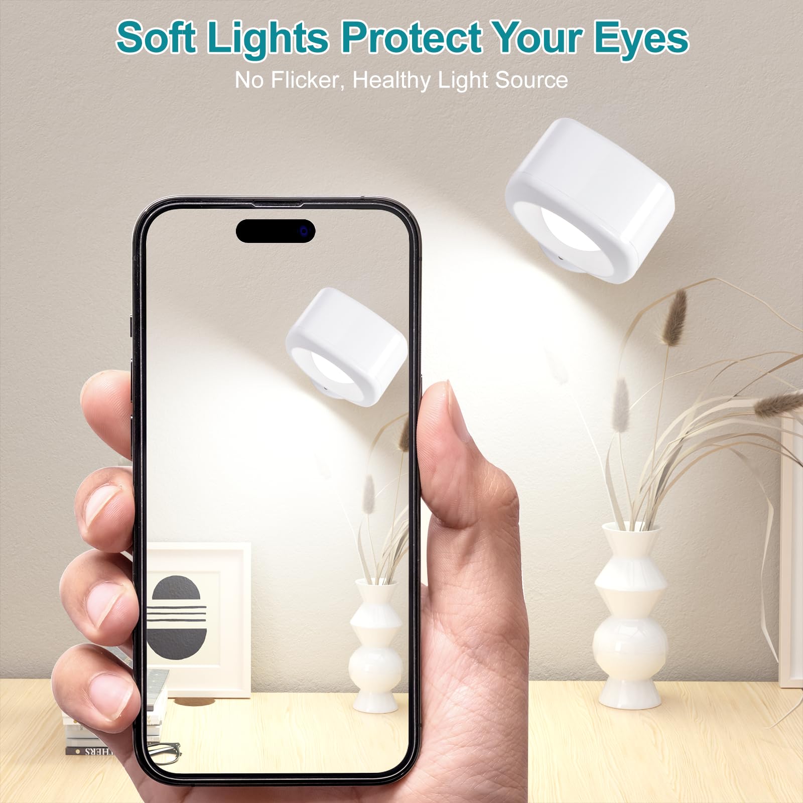 LED Wandleuchte Akku - 10 Helligkeiten, 3 Farben, Fernbedienung