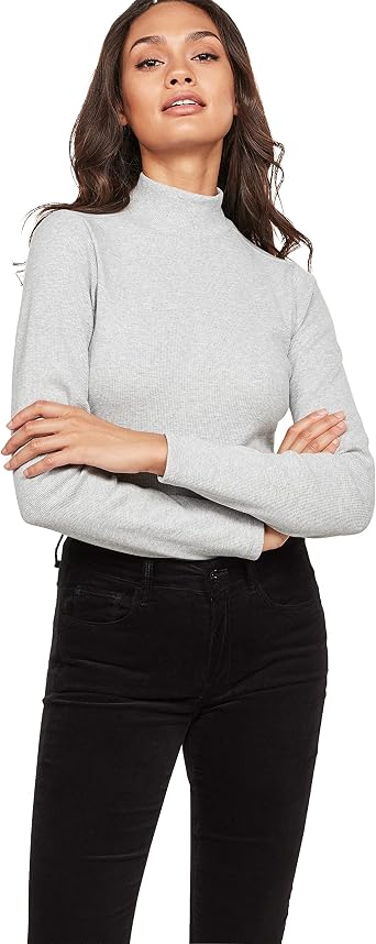 G-Star Womens Ribbed Slim Fit Funnel Neck Long Sleeve Shirt