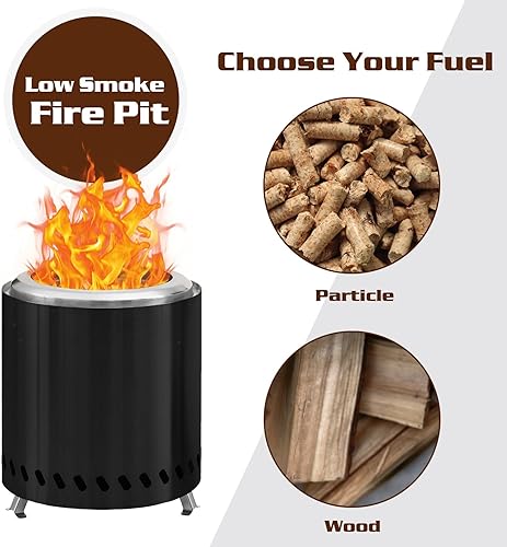 Miniatura 5 de BRIAN & DANY Fogata individual de mesa con soporte, hoguera sin humo para exterior, estufa de acero inoxidable, alimentada por pellets o madera,