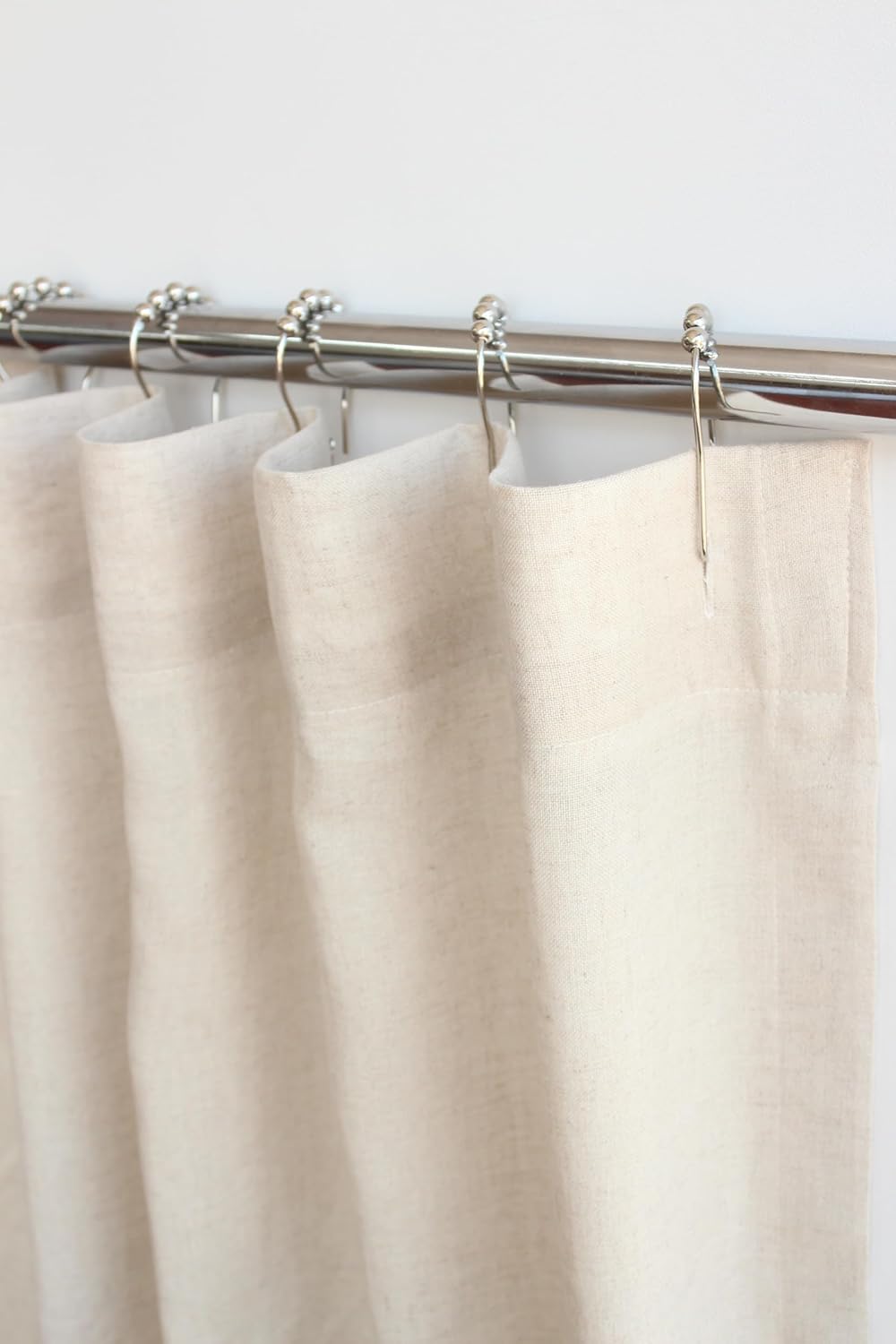 100% Linen Shower Curtain, Bathroom Curtain Panel, Bath Decor, Buttonhole Top Shower Curtains (Cream, 72" W x 72" L)