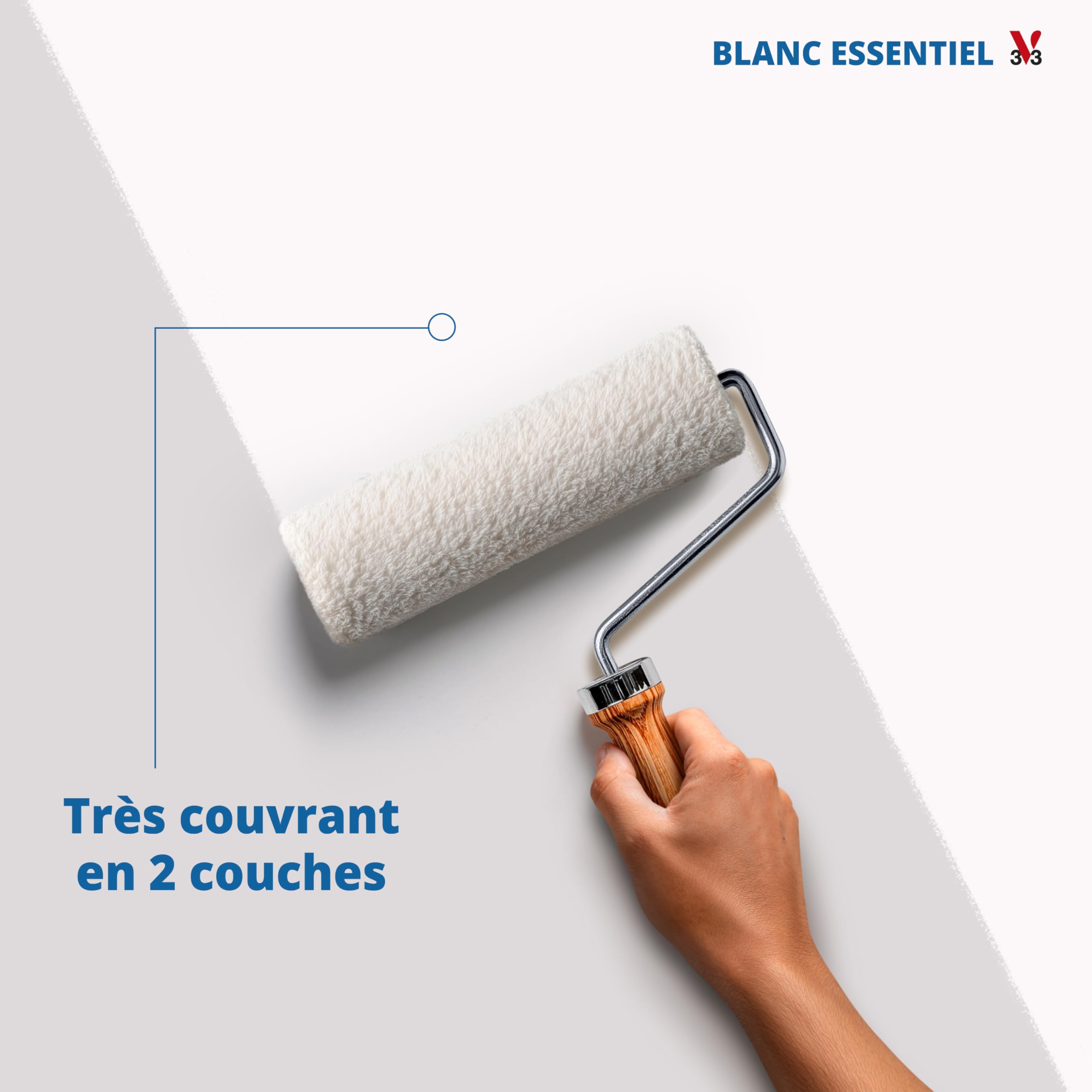 V33 - Blanc Essentiel - Peinture Intérieure - Peinture Murs, Plafonds et Boiseries - Application Rapide & Facile - Couvre en 2 Couches - Chantier Rapide Recouvrable en 3h - Blanc Durable - Velours 10L
