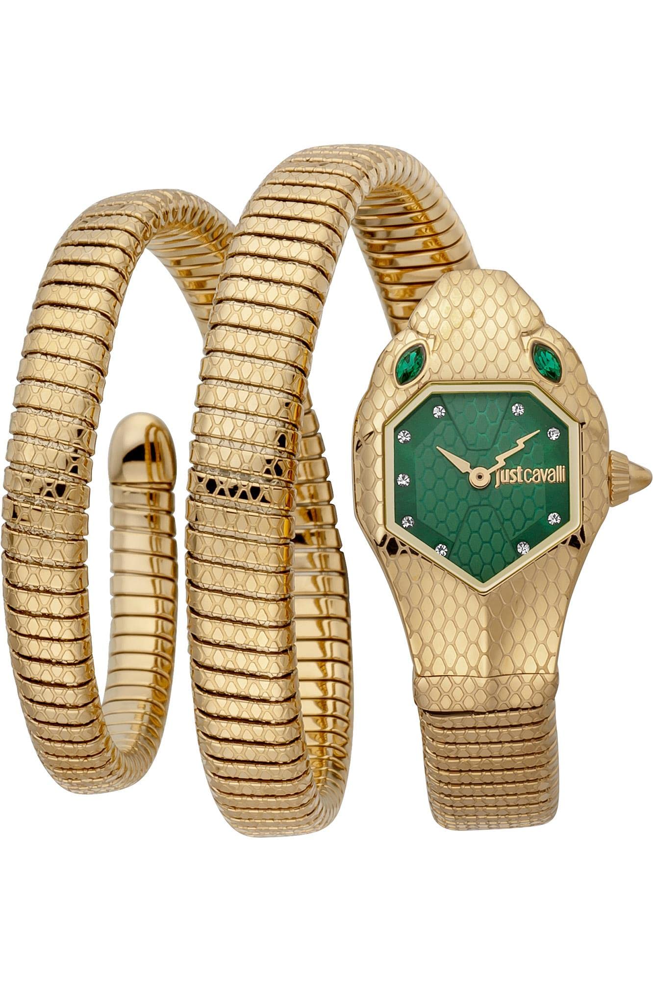 Just Cavalli Signature Snake Snake Double Women's Quartz Watch Fashion Bracelet and Stainless Steel Case Flexible with Analogue Display