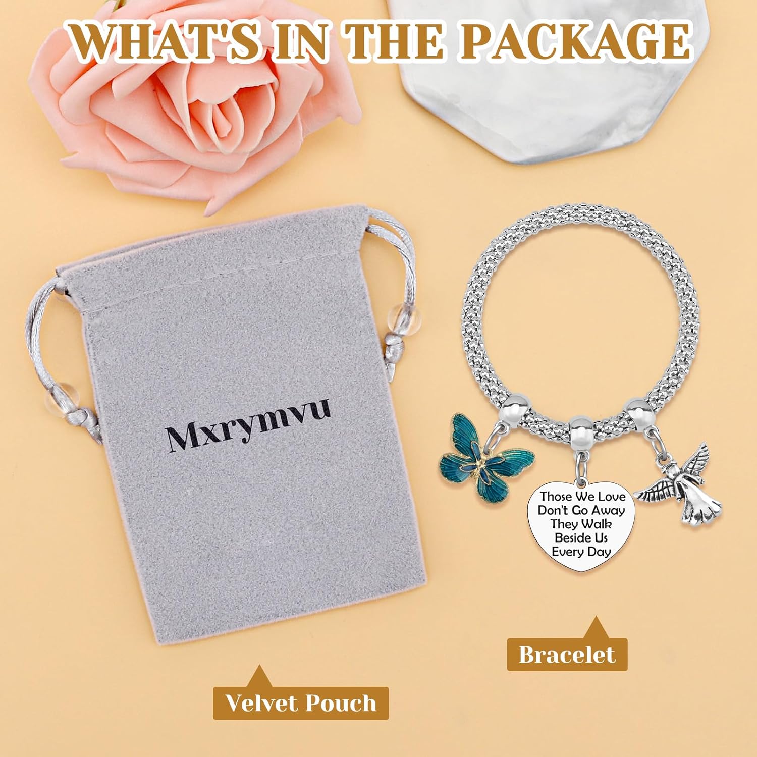 Memorial Gift for Loss of Loved Bracelet Sympathy Gifts for Loss of Loved Remembrance Condolences Gifts Stretch Bracelets Bereavement Gift for for Mom Dad Sister Brother Christmas Jewelry Present - Image 6