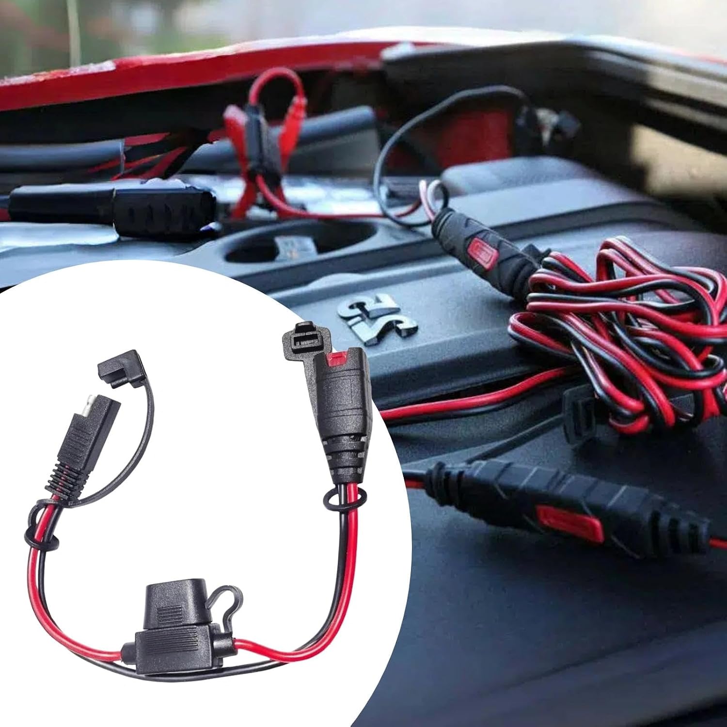 2 Pack X-Connect SAE Adapter Fit for GC009 NOCO Genius 5 Battery Charger Accessories,with SAE Polarity Reverse Adapter and 20A Fuse, 14AWG, to Quick Connections Already on Motorcycles, Cars, ATVs