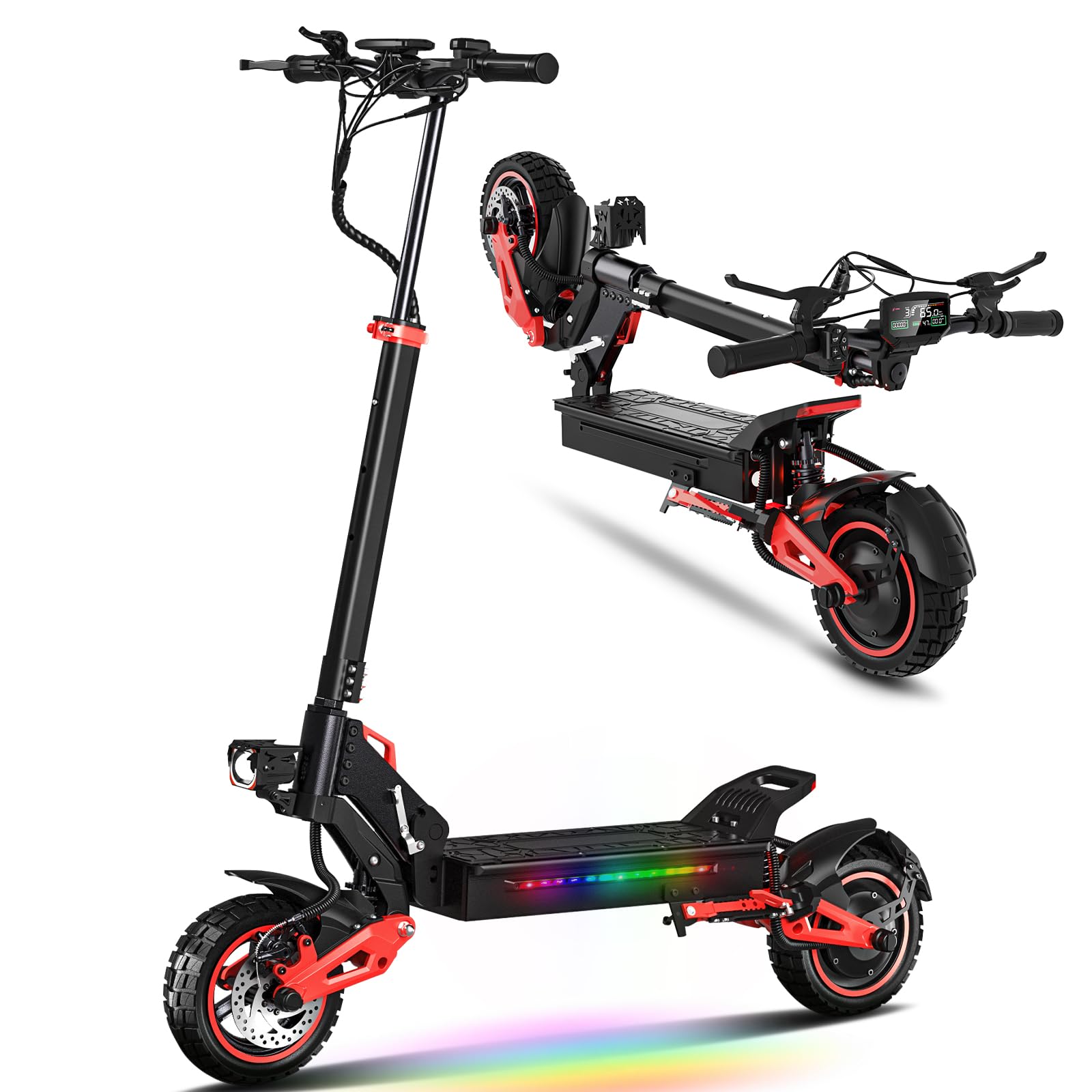 Patinete Eléctrico Adulto Plegable 11” Off-Road, Autonomía 50-55KM, Velocidad Máx 25 km/h, Batería 48V 18Ah, Doble Suspensión, Doble Freno de Disco, Scooter Eléctrico Potente Todo Terreno
