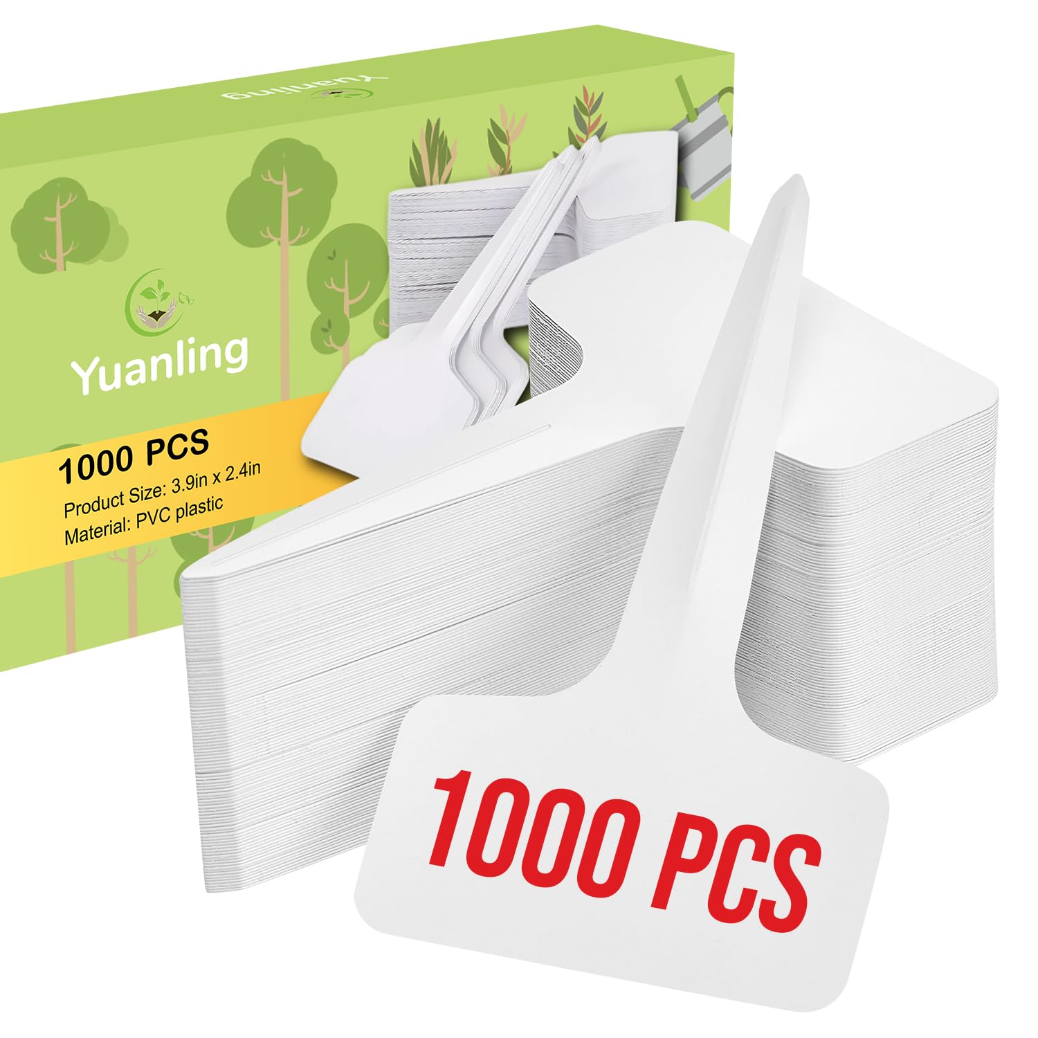 1000 szt. etykiet na rośliny, typ T, plastikowe etykiety ogrodowe, wodoodporne oznaczenia roślin, słupki, do sadzonek, kwiatów, warzyw, ziół, doniczkowych, z markerem (białe)
