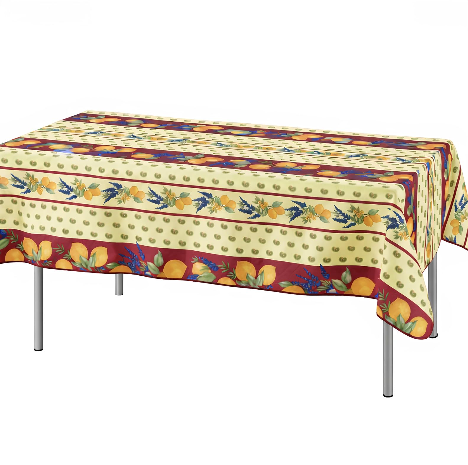 Promo Linge Red Provençal Rectangular Stain-Resistant Tablecloth 150 X 240 Cm Lemon 100% Polyester