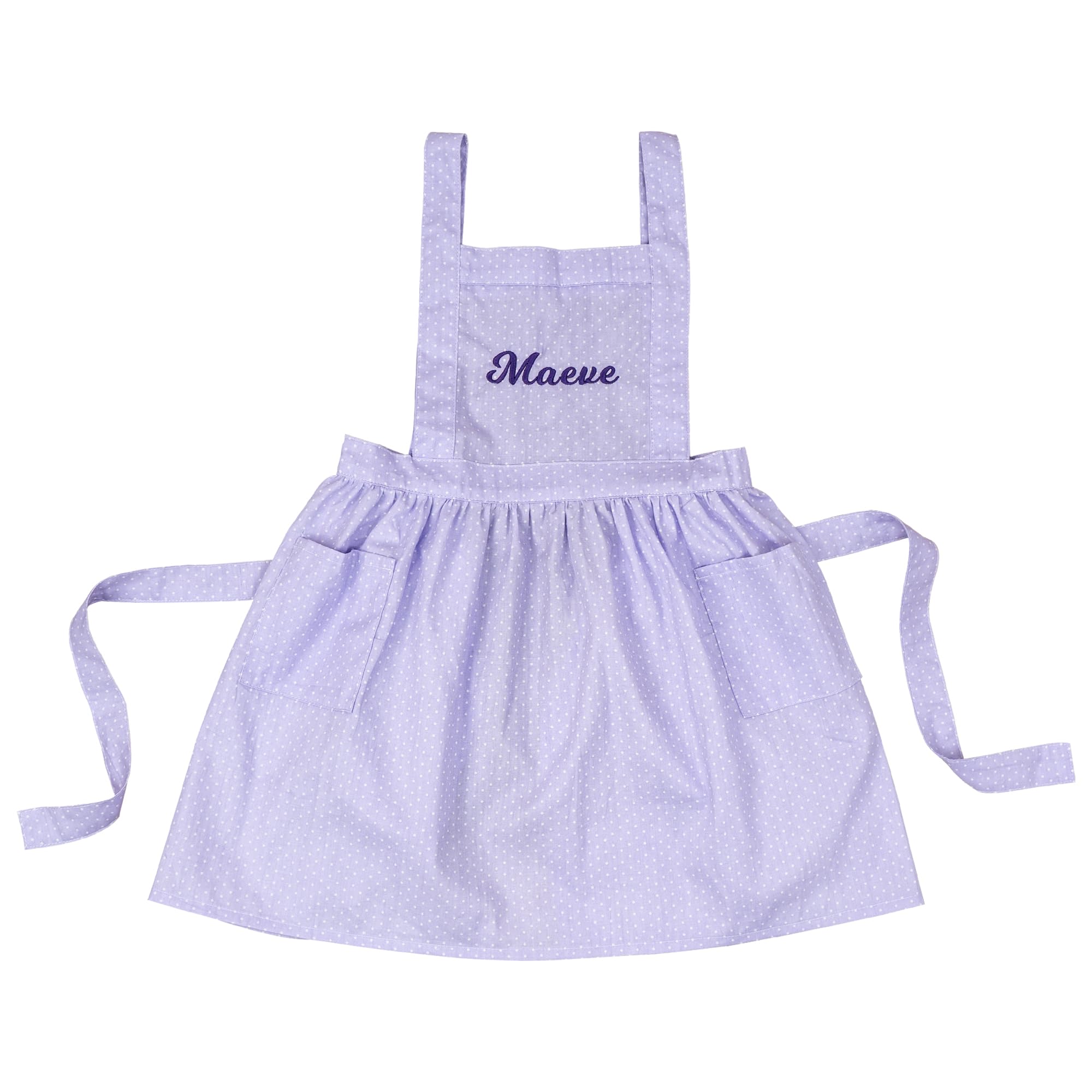 Kids Aprons for Girls Personalized Toddler Aprons Cross Back Polka Dot with Pockets