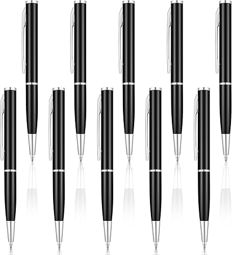 BBTO 10 bolígrafos pequeños de metal a granel, pequeños bolsillos cortos de tinta de gel, herramienta de escritura para bolsillos, cuaderno, bloc de