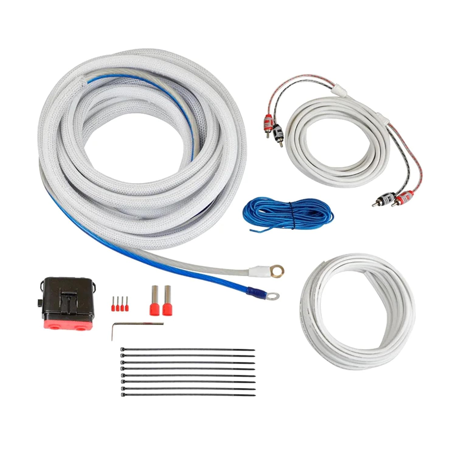 8 Gauge Complete Waterproof Amp Kit, 20ft. with RCA, Speaker Cable - CAKM82