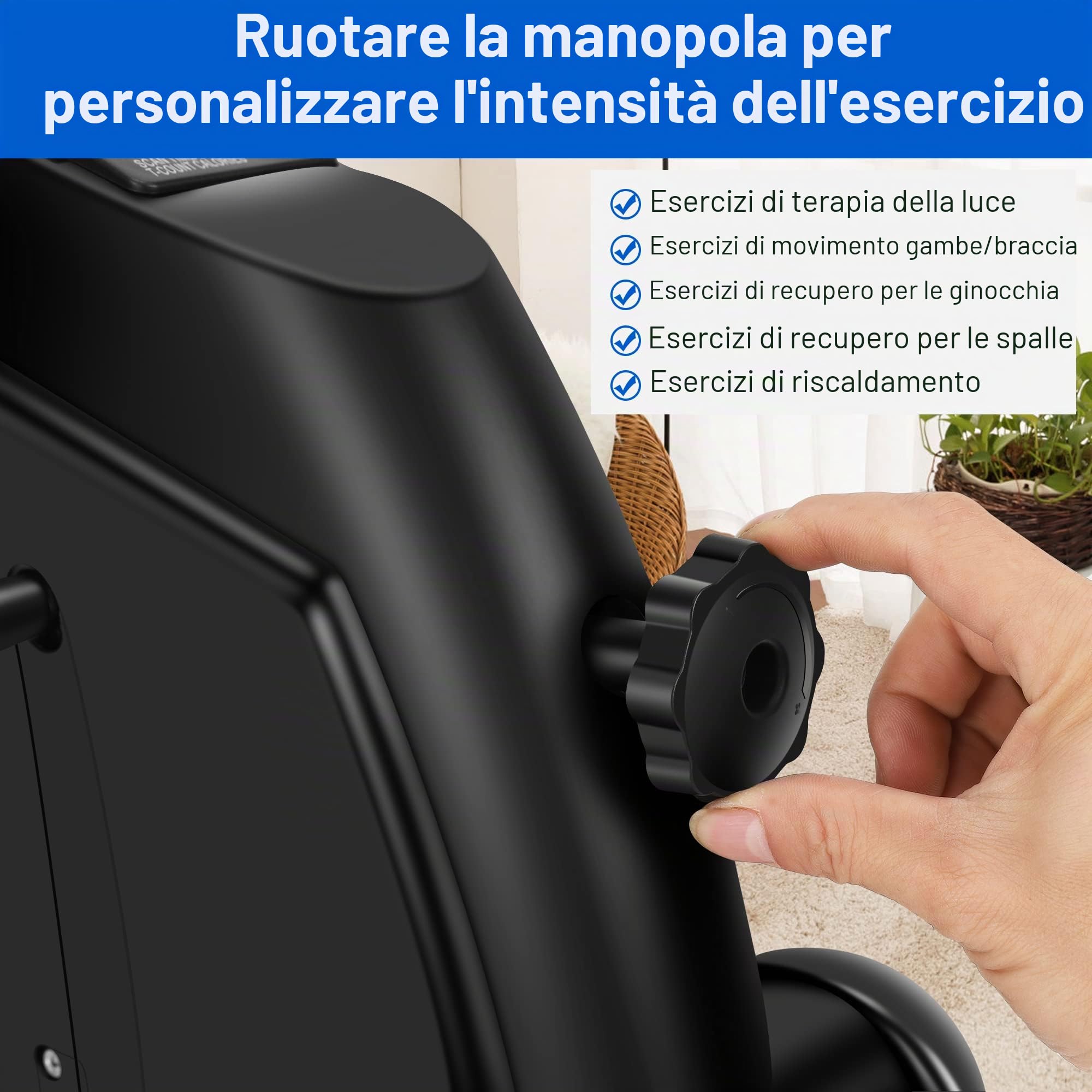 Mini cyclette a pedale per gambe e braccia, a bassa resistenza e bassa intensità, portatile