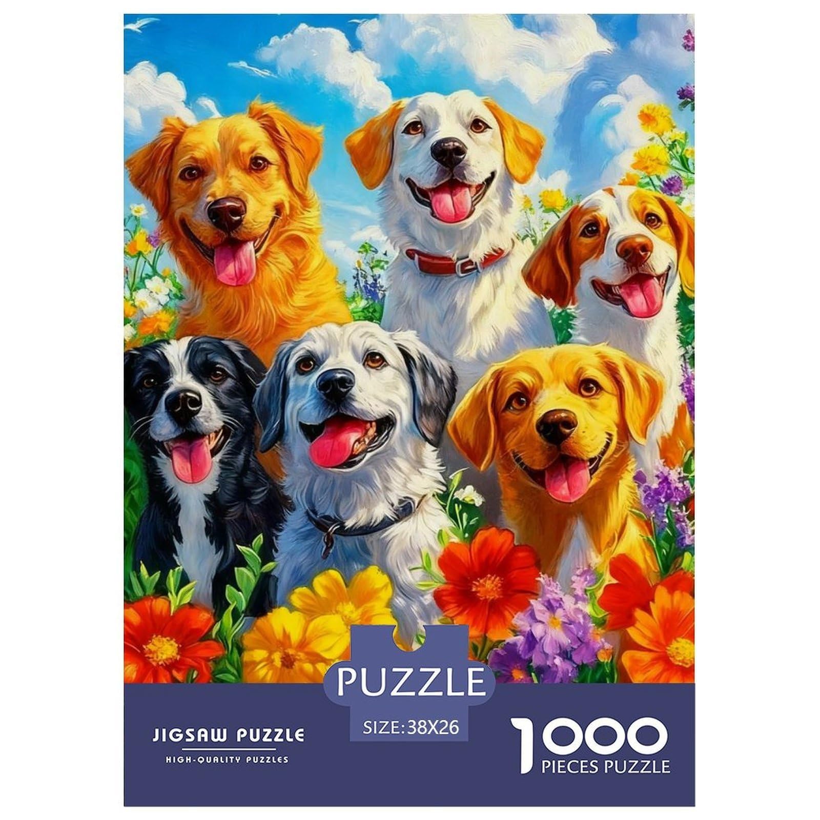 Jigsaw Puzzles 1000 Pieces Cute Dog Party Jigsaw 38x26cm/1000pcs Toy for Adults And Kids Animal Stress Reliever Family Game DIY Cardboard