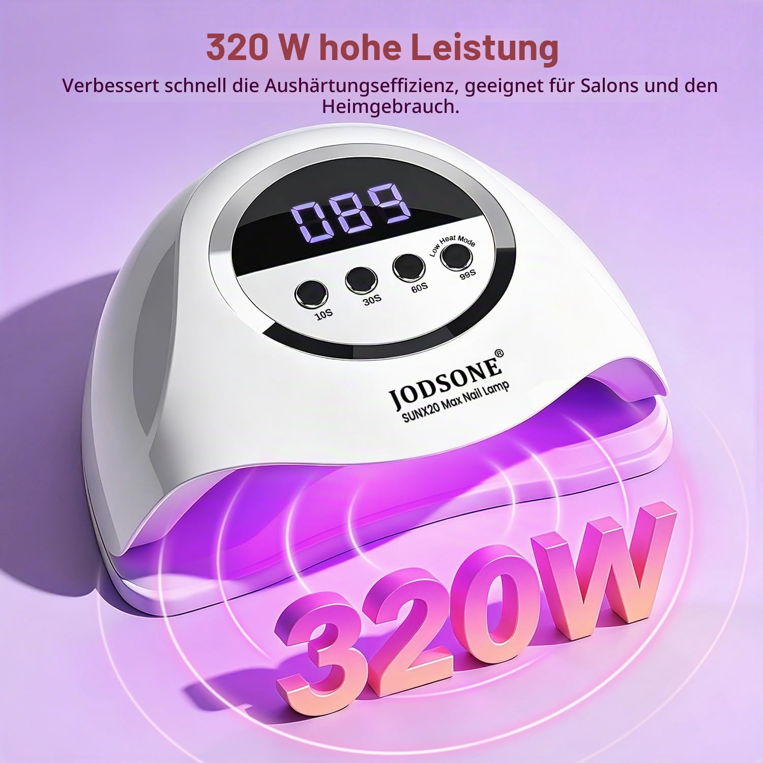 JODSONE 320W UV Lampe für Gelnägel mit Auto-Sensor, 72 LEDs & 4 Timern – Professioneller Nageltrockner für Finger-/Zehennagel, passend für alle Gel Nagellack, Gelnägel & Shellac