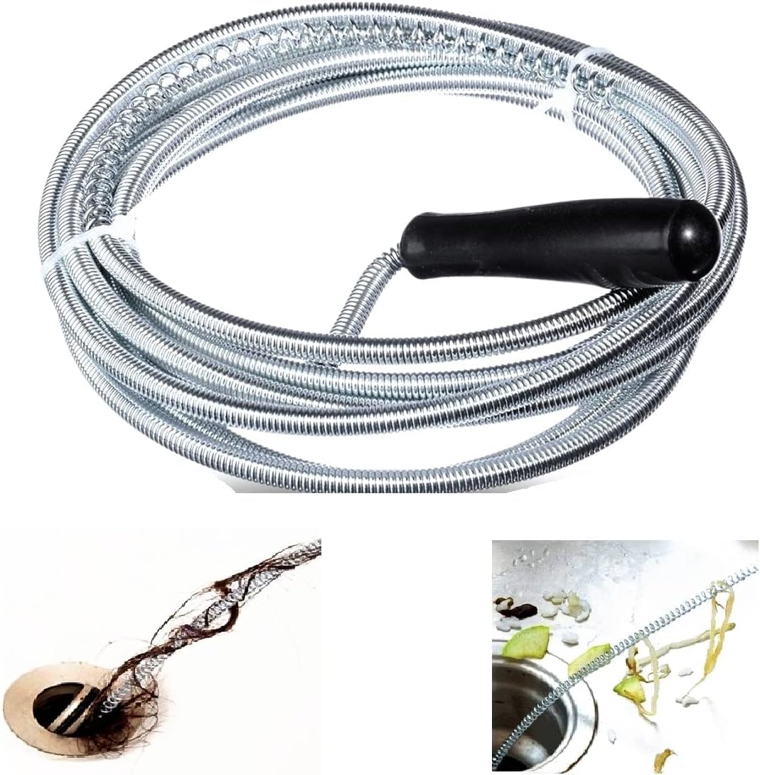 FAMOUS SHOP Flexible Spring Wire Sink & Drain Cleaner Hair Removal Tool Metal Snake Brush with Plastic Handle Drain Opener for Kitchen, Basins, Toilet, Bathroom-5 Meter (Drain Clean Wire-5 Meter) (B0D6QSD25D) Amazon Price History, Amazon Price Tracker