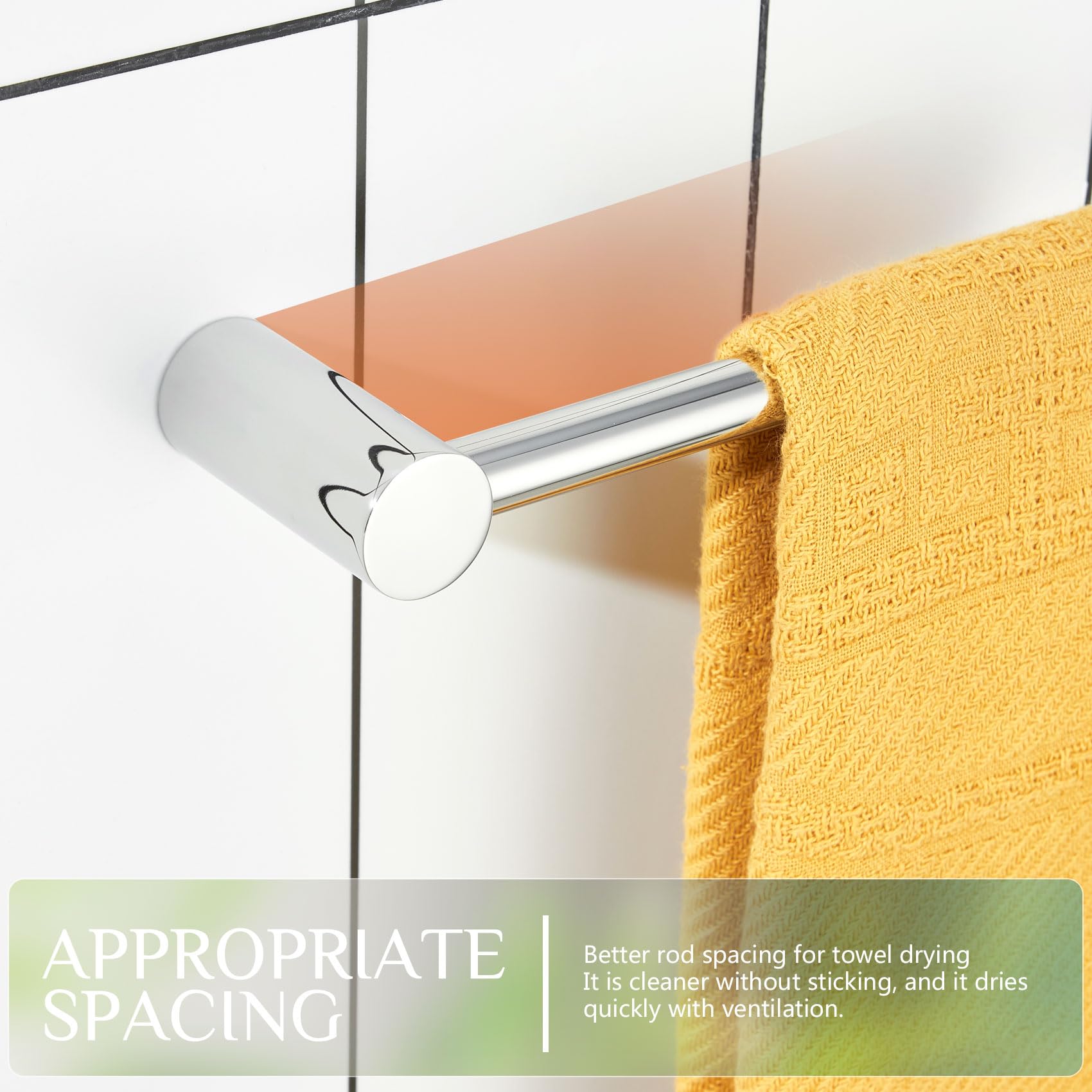 KOKOSIRI Porte-Serviettes chromé 91,4 cm pour Salle de Bain et Toilettes, Fixation Murale, Accessoires de Salle de Bain en Acier Inoxydable Poli, B4007CH-L36