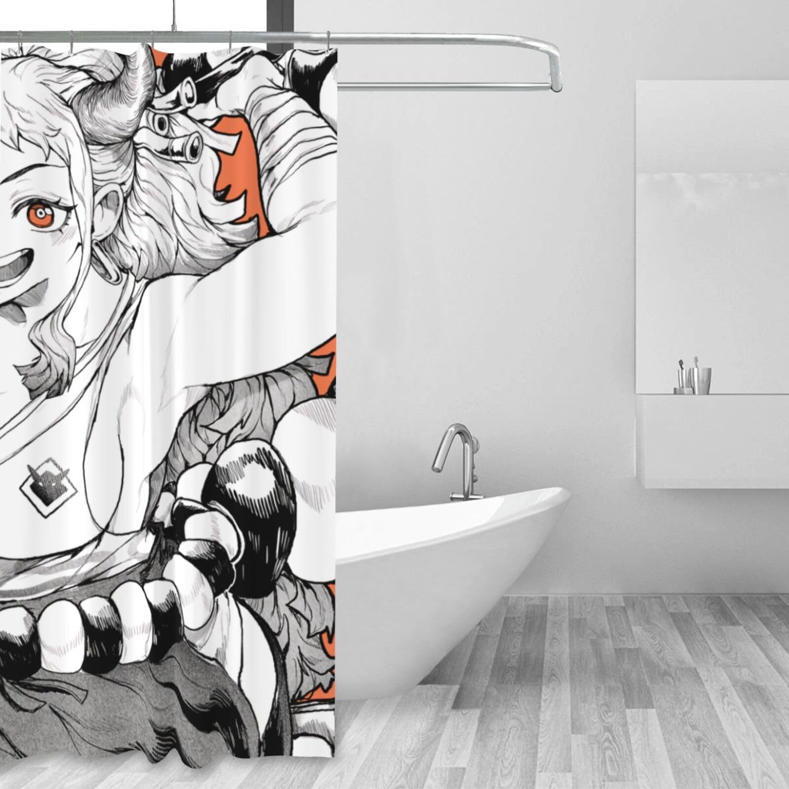 Amazon｜シャワーカーテン ワンピース ヤマト おしゃれ 防水 防カビ