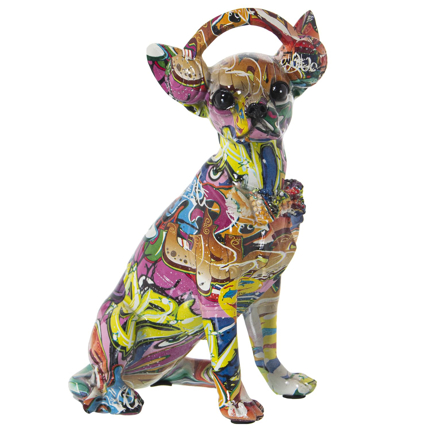 Chien en résine graffiti multicolore, l'idée cadeau idéale pour amateurs d'art