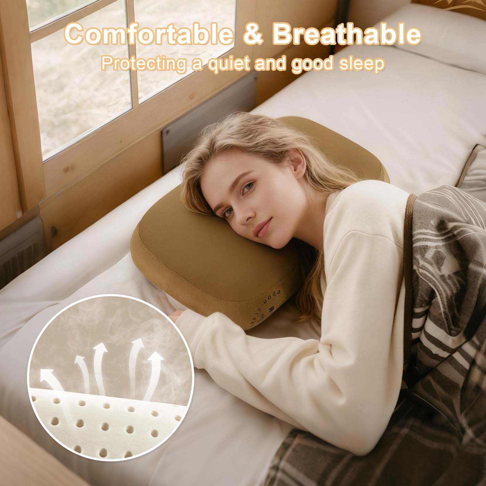 flintronic Almohada De Espuma Viscoelástica para Camping, Almohadas De Espuma Viscoelástica de Rebote Lento, Almohada de Viaje Portátiles, para Camping, Coche, Playa, Oficina (Marrón)