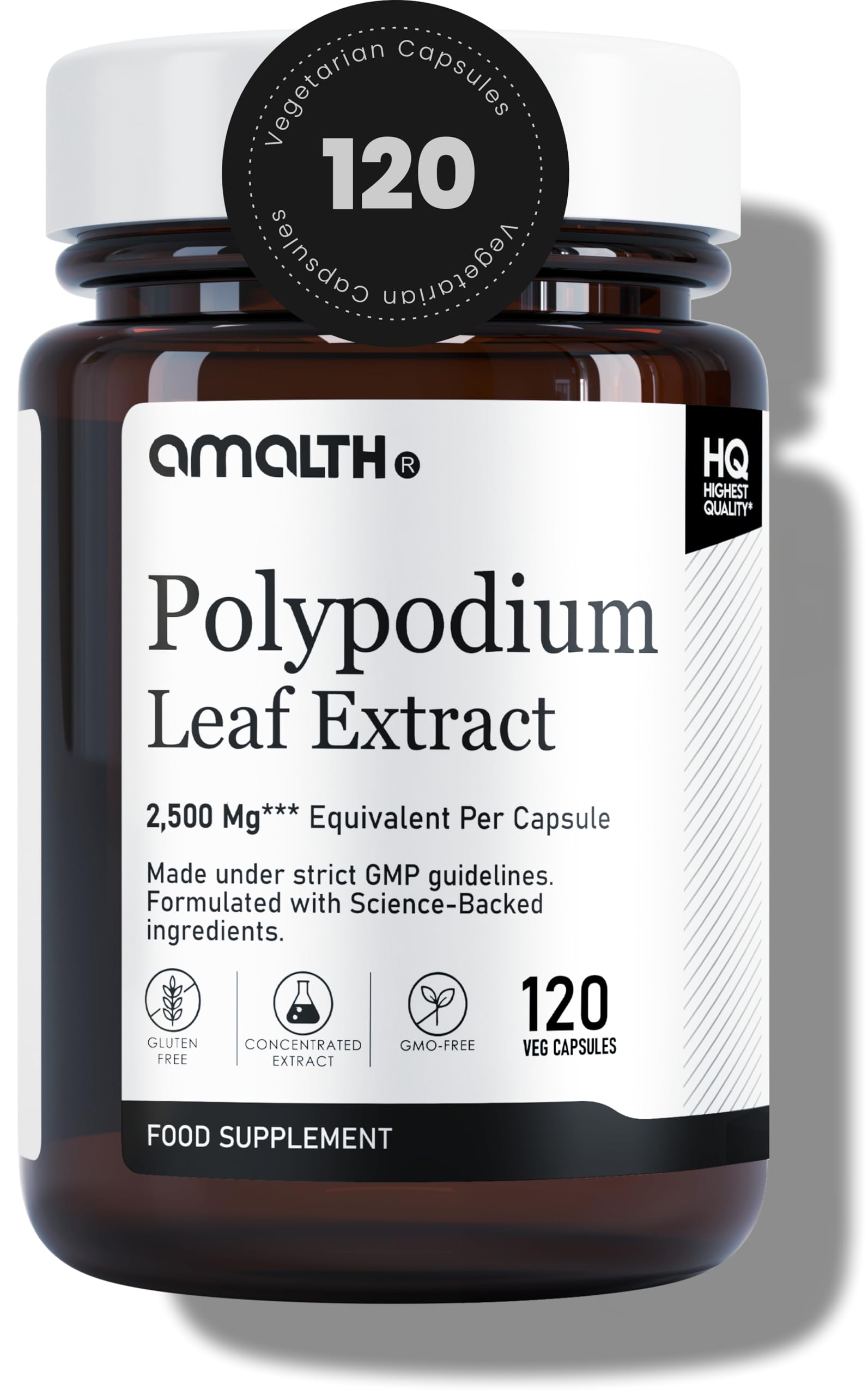 Amalth Polypodium Leucotomos Extract 2500mg Per Day –Supports Natural Healthy Skin Care -Antioxidant Supplements -120 Capsules (Vegetarian, Non-GMO & Gluten Free)