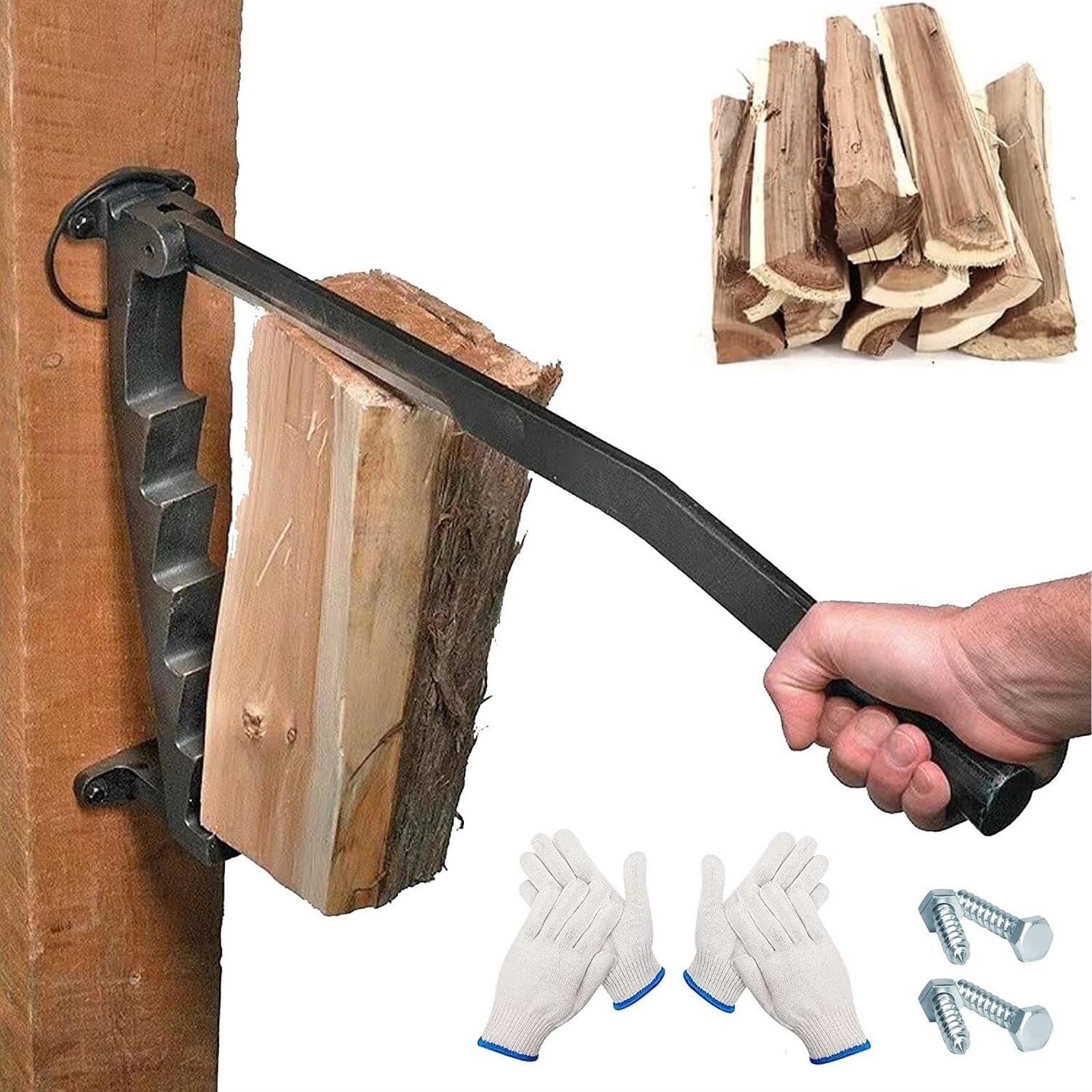 Fendeur manuel pour bois de chauffage, séparateur mural robuste avec vis pour un camping efficace en plein air, portable et facile à utiliser pour tous vos besoins en bois de chauffage