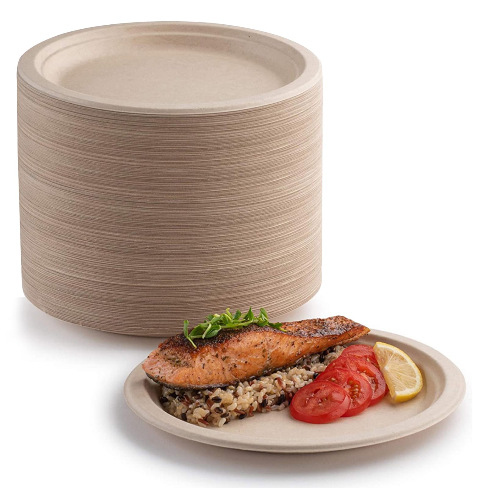 200 platos de papel, 22,9 cm, biodegradables, biodegradables y compostables, respetuosos con el medio ambiente, duraderos, reciclables, perfectos para picnics, barbacoas