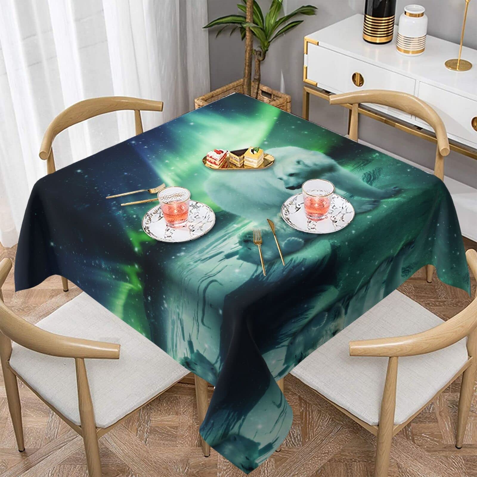 Nappe carrée ours polaire 152x152 cm imperméable et lavable