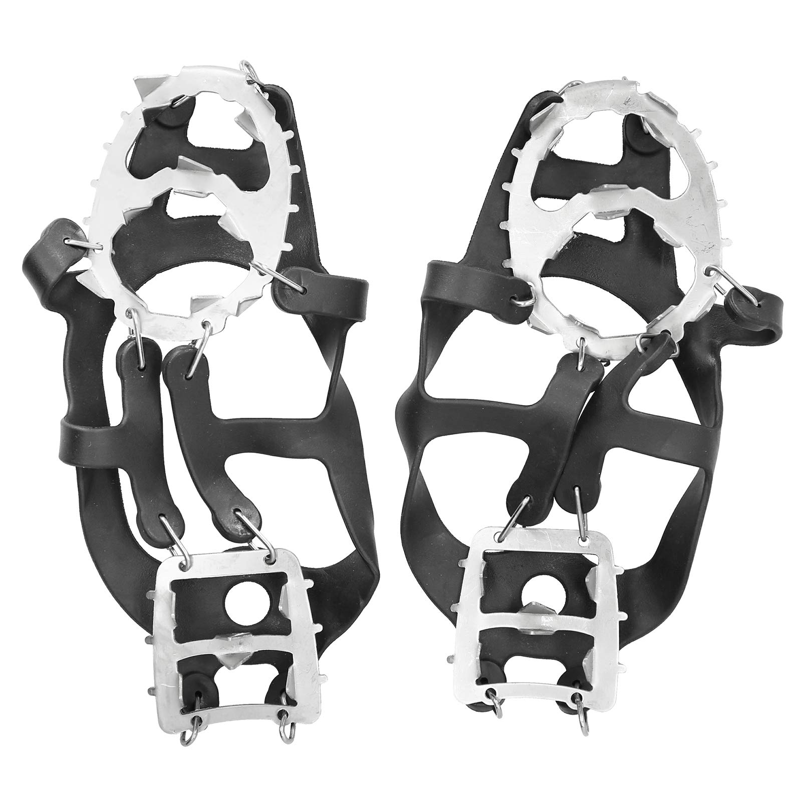 Fishing Snow Shoe Spiked Grips Cleats, Wear‑Resistant Crampons, 18 Teeth 1 Pair Lightweight Safe for Adults Kids-image-32