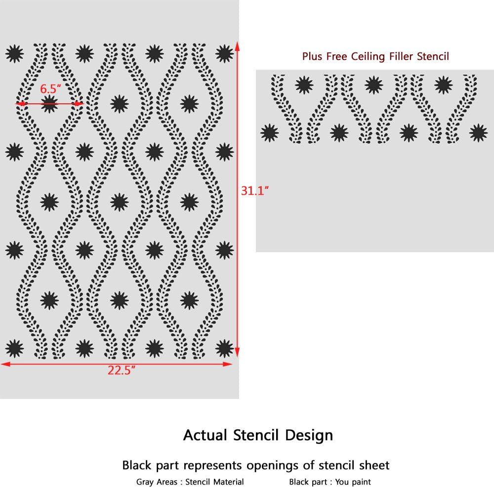Geometric Stencil Madeleine - Allover Stencils for Walls and Fabric DIY Decor
