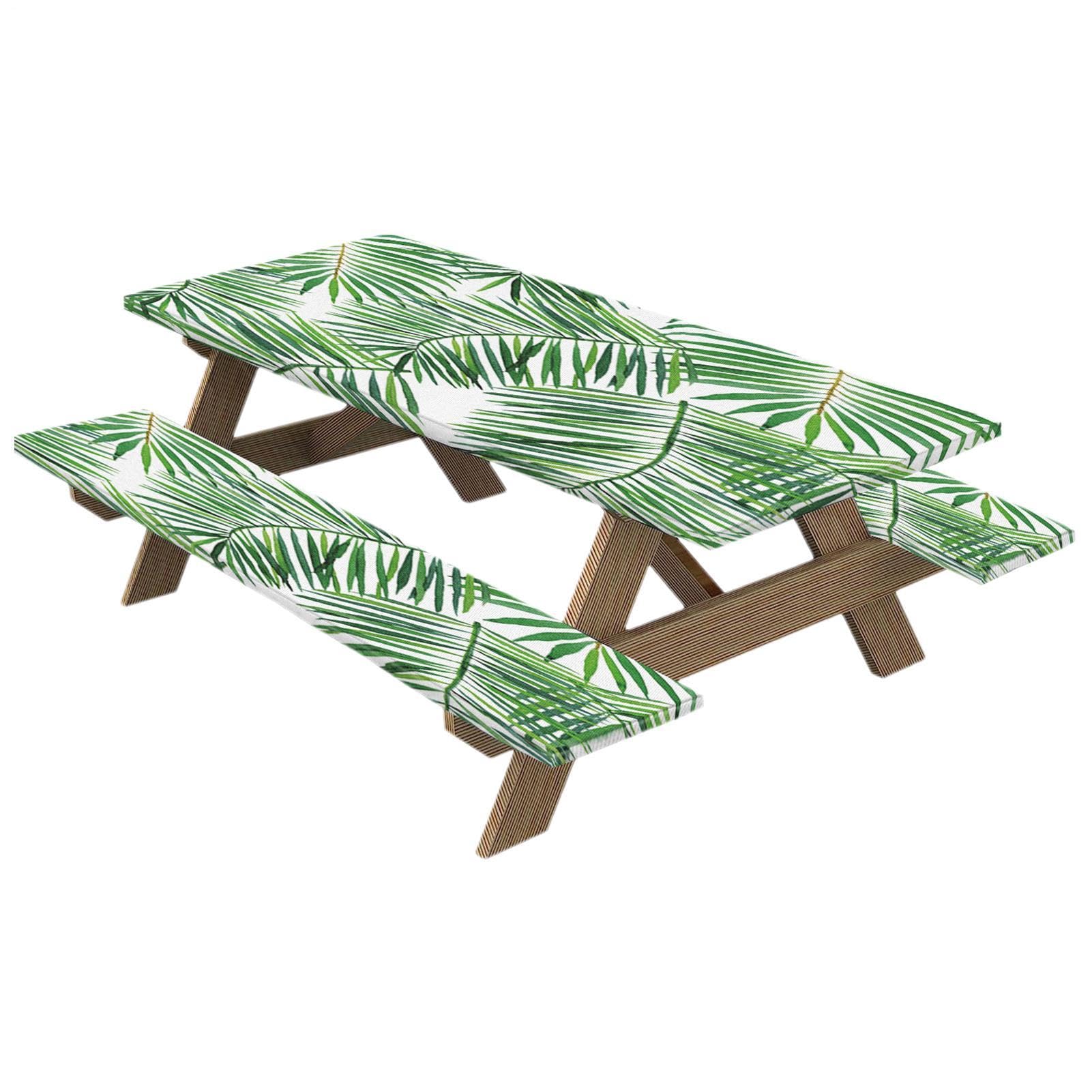 Housse de table de pique-nique ajustée avec 2 housses de banc élastiques assorties