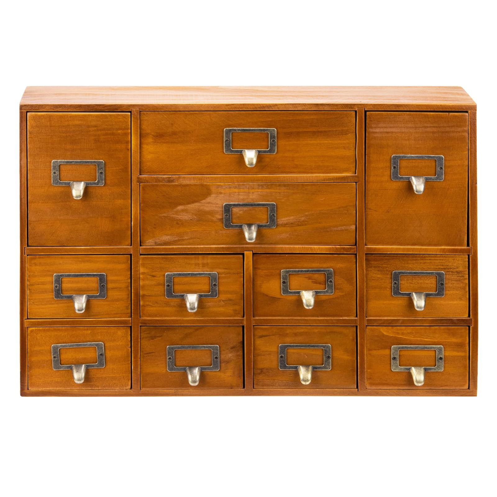 Apothecary Cabinet with 12 Drawers, Wooden Desktop Drawer Organiser