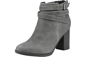 Women's Chunky Grey Boots with High Heels