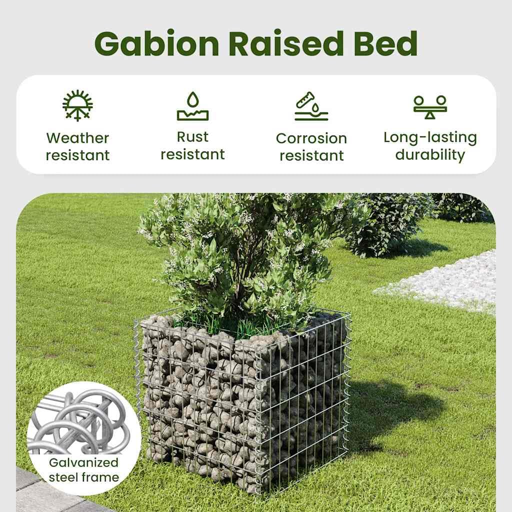 vidaXL Lit Surélevé à Gabion Acier Galvanisé 50x50x50 cm Jardinière Jardin