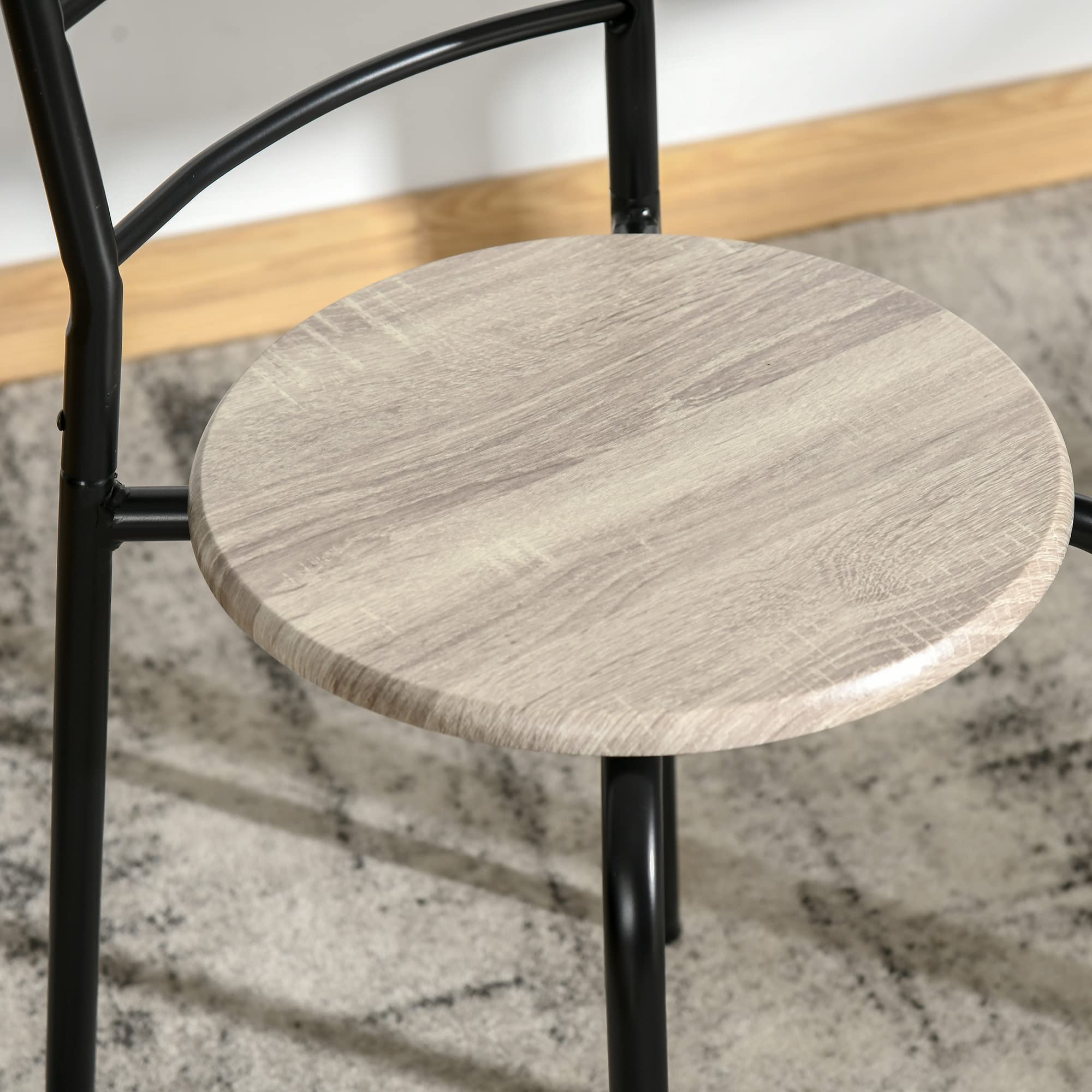 HOMCOM Set da Pranzo 3 Pezzi con 2 Sedie e 1 Tavolo da Pranzo Ovale in MDF e Acciaio per Spazi Limitati, Color Legno