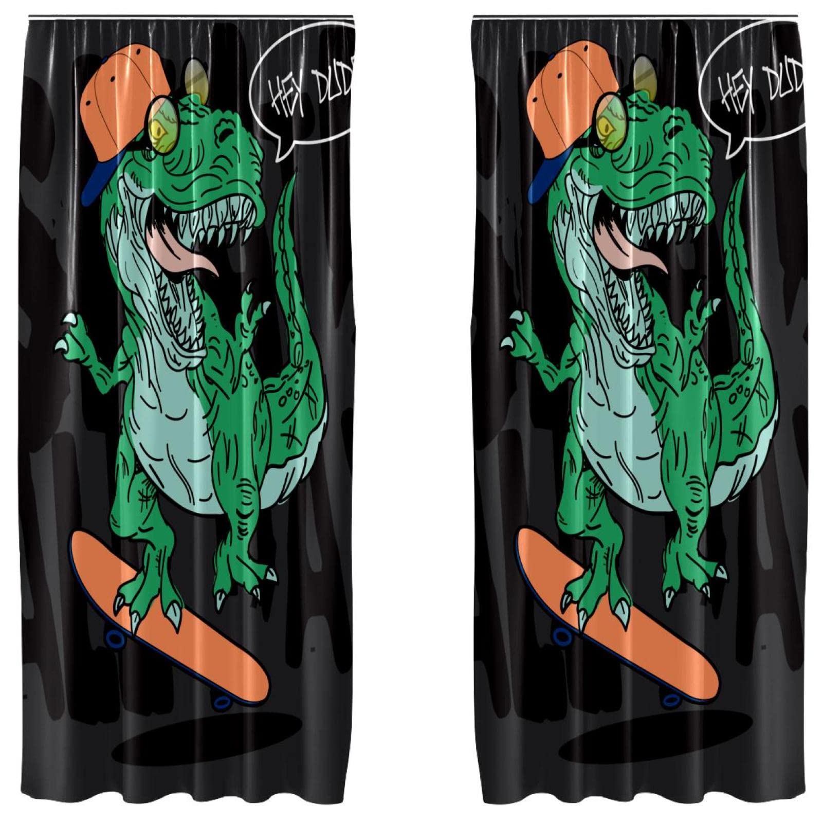 Rideaux dinosaure pour chambre enfant lot de 2 rideaux légers passe-tringle décoration garçon