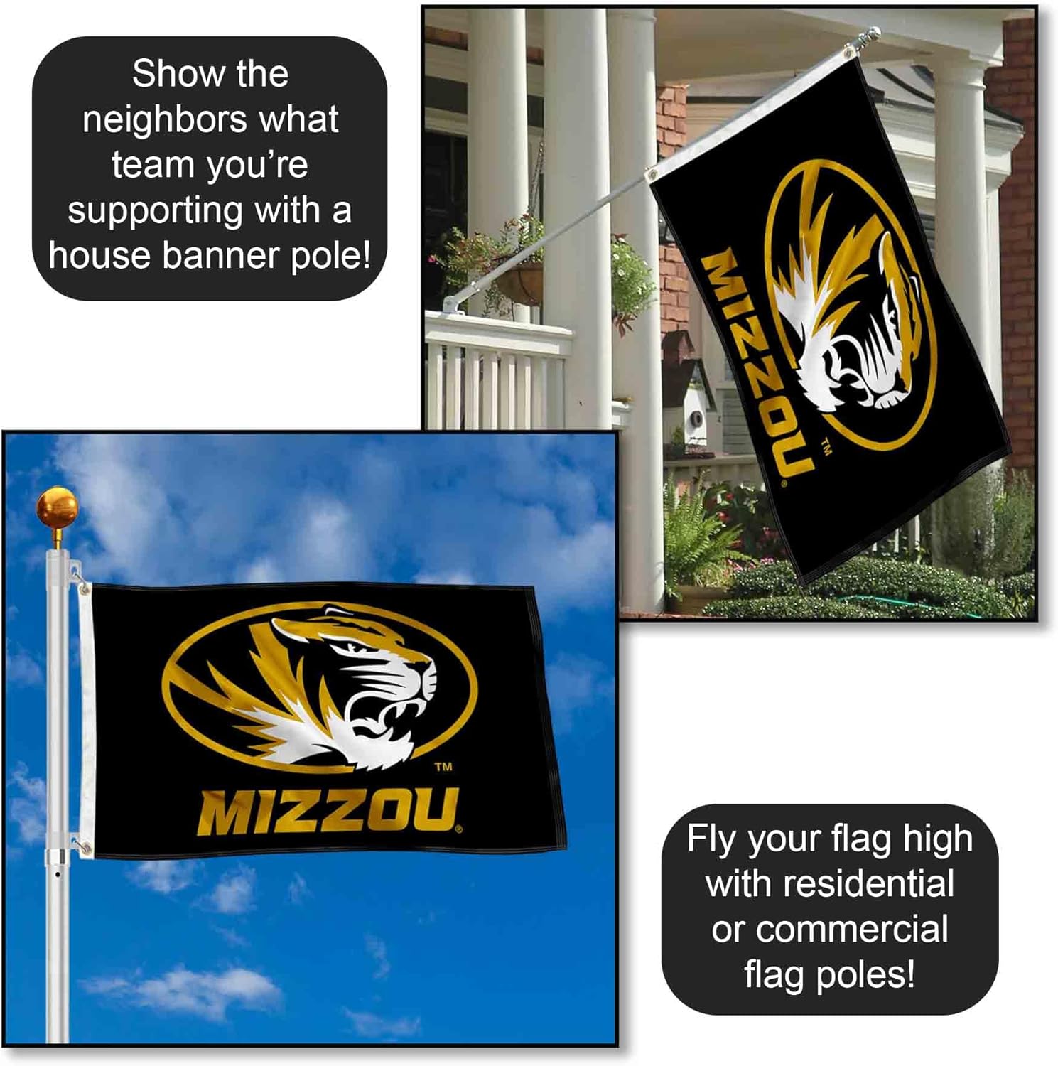 College Flags & Banners Co. Missouri Tigers Mizzou Large Grommet Banner Flag