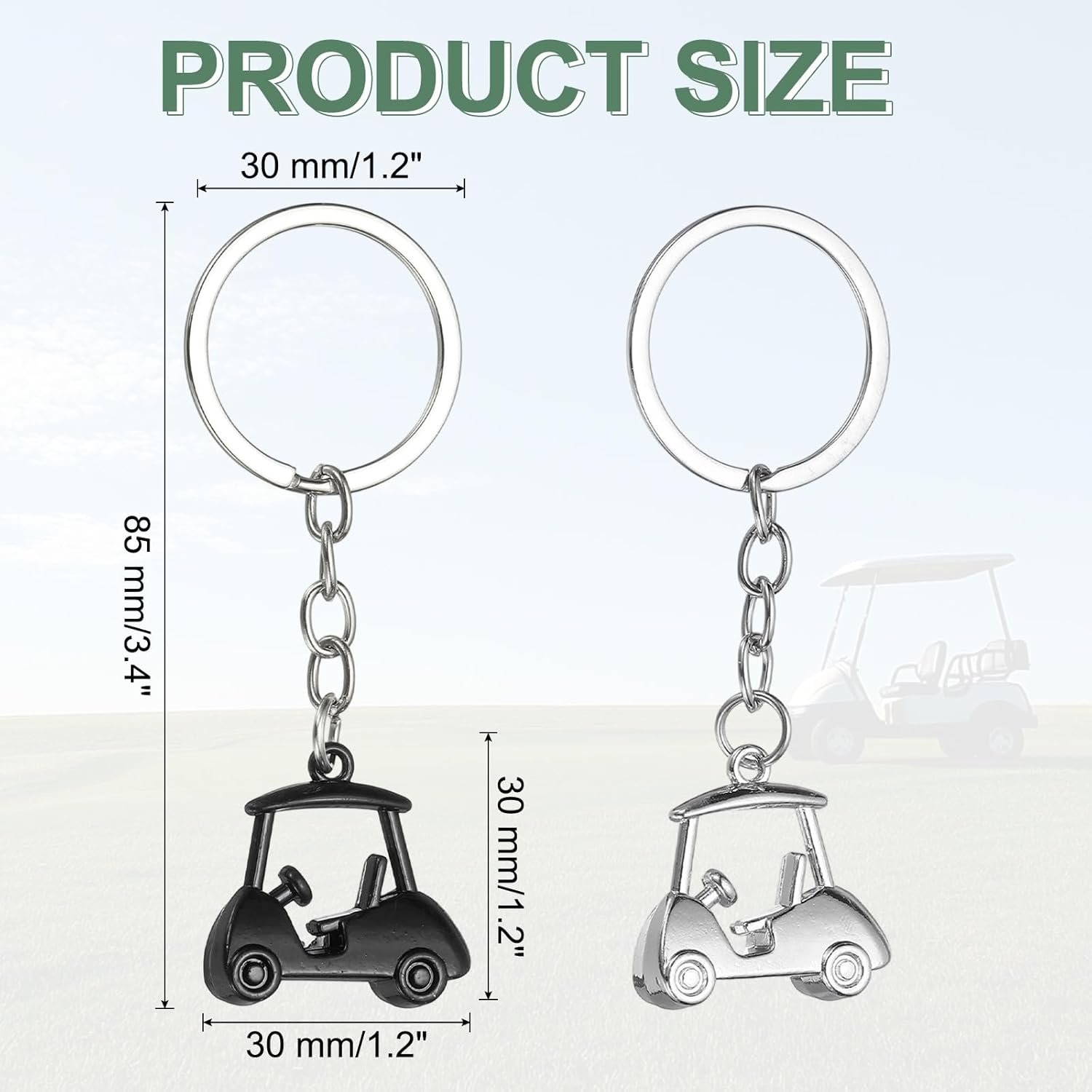 uxcell Golf Cart Keychain, Metal Golf Keychain Pendant Rings Organizer Bag Charm Accessories for Golfer - Image 2
