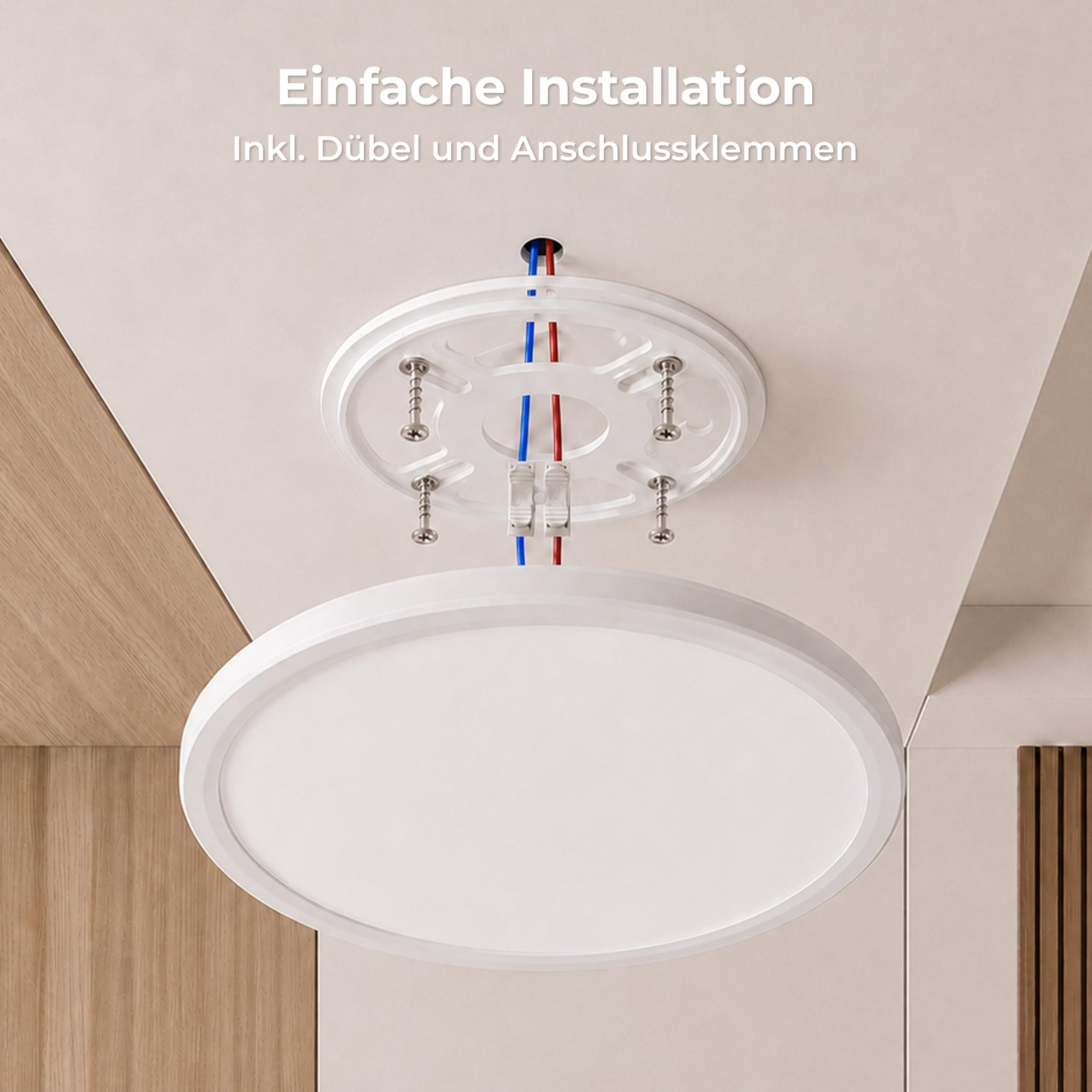 LQWELL® LED Plafoniera, IP44 Impermeabile Lampada da Bagno Rotonda Piatta 36W 4000K 3960LM Moderna Lampada Semplice Sottile per Soggiorno Camera da Letto Cucina Seminterrato Ufficio, 400 * 18mm